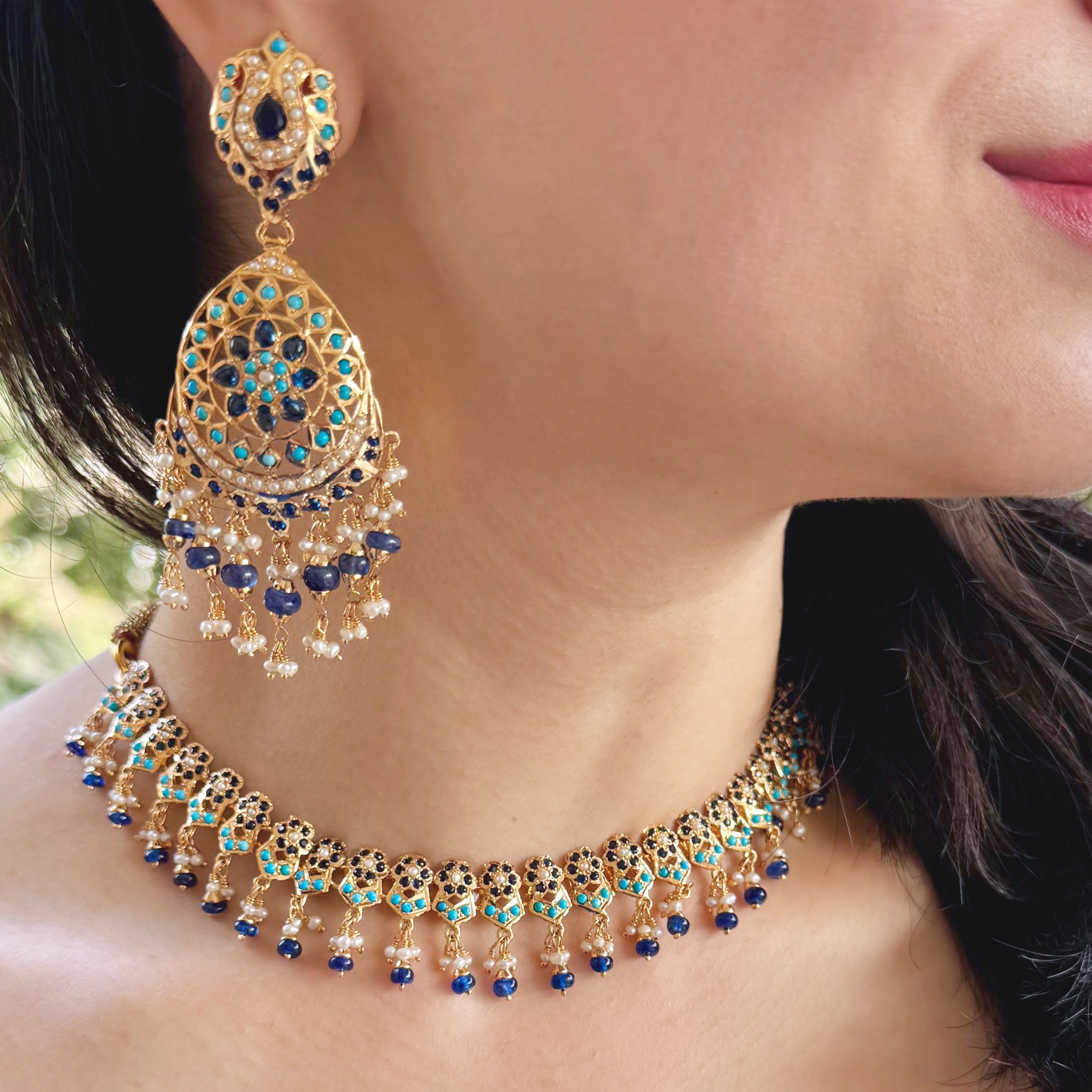 blue necklace set
