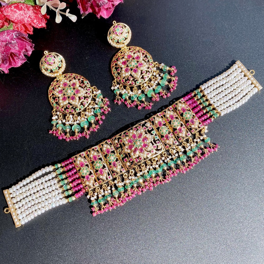 bridal gold choker set Hyderabadi