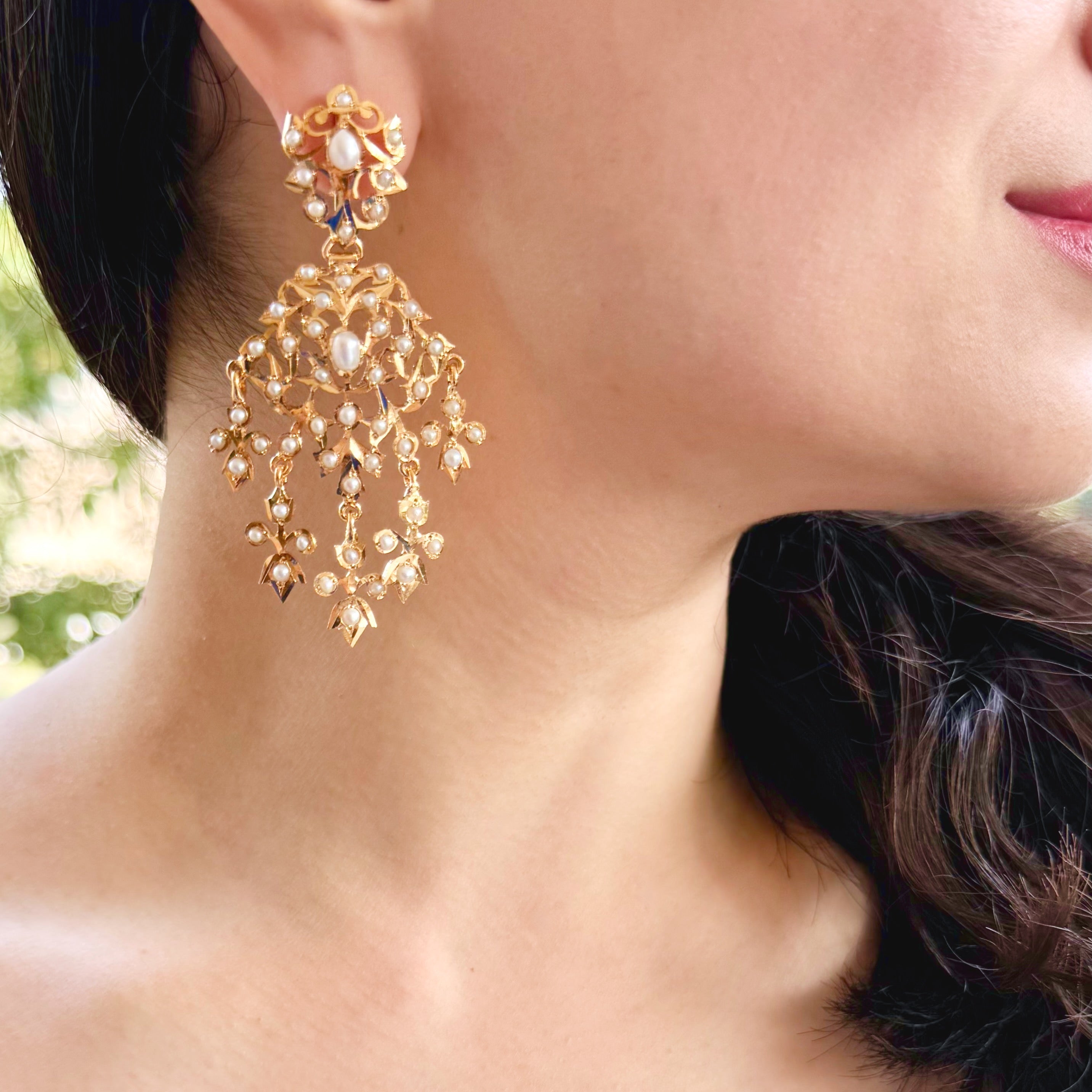 victorian earrings gold plated silver