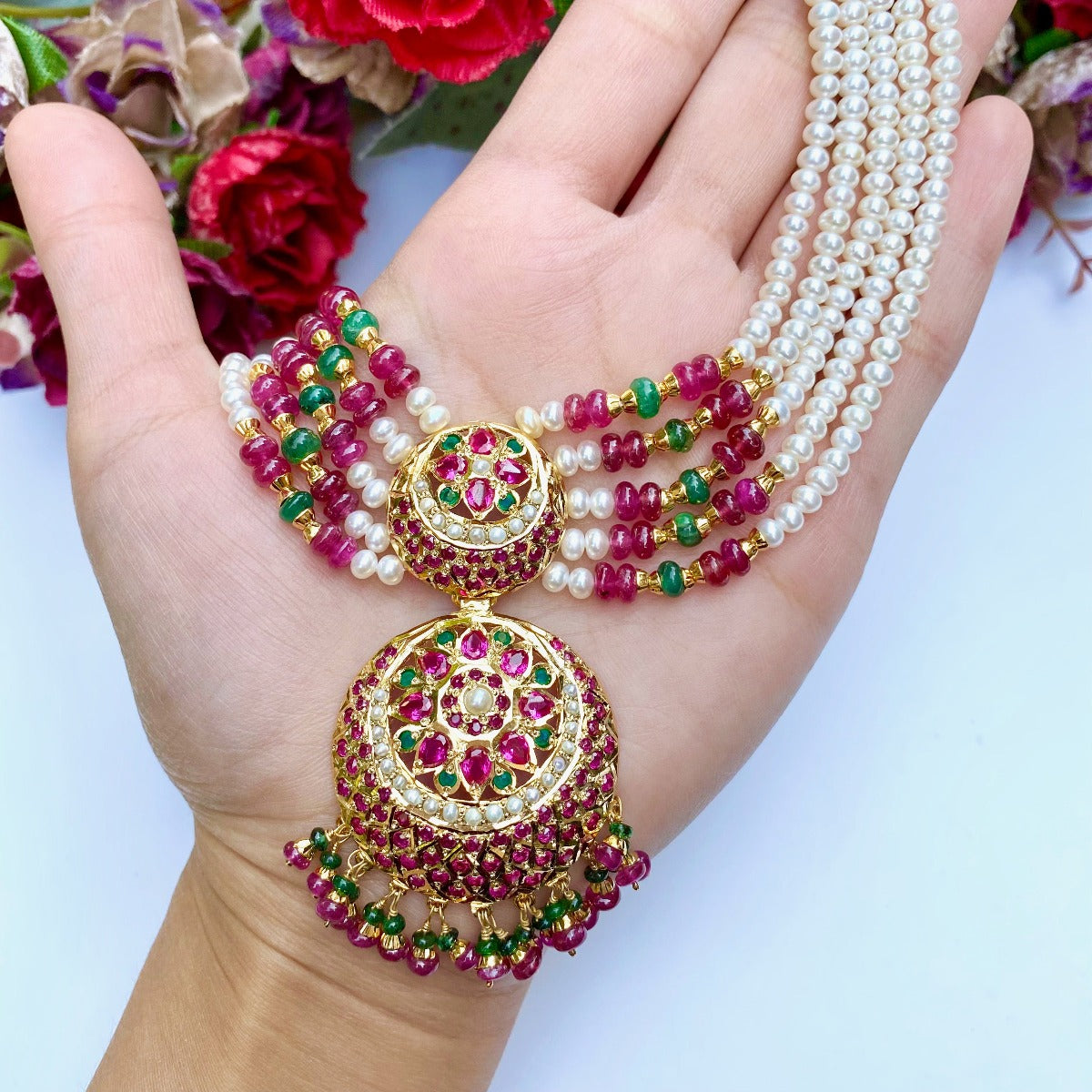 Jadau Choker Set , Gold Plated on Sterling Silver