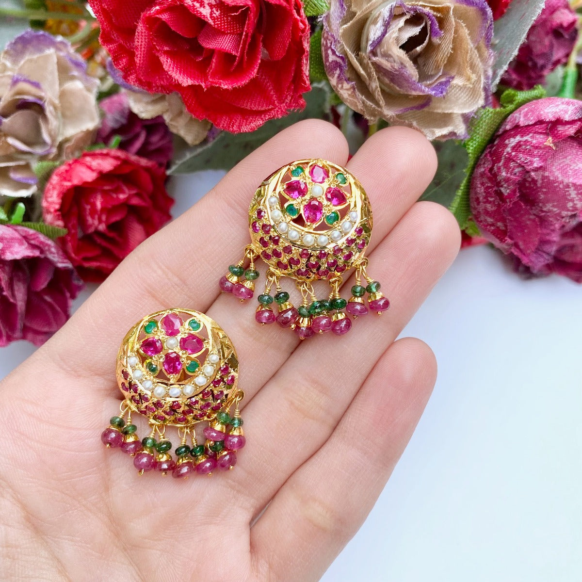 punjabi jadau choker set ruby emerald