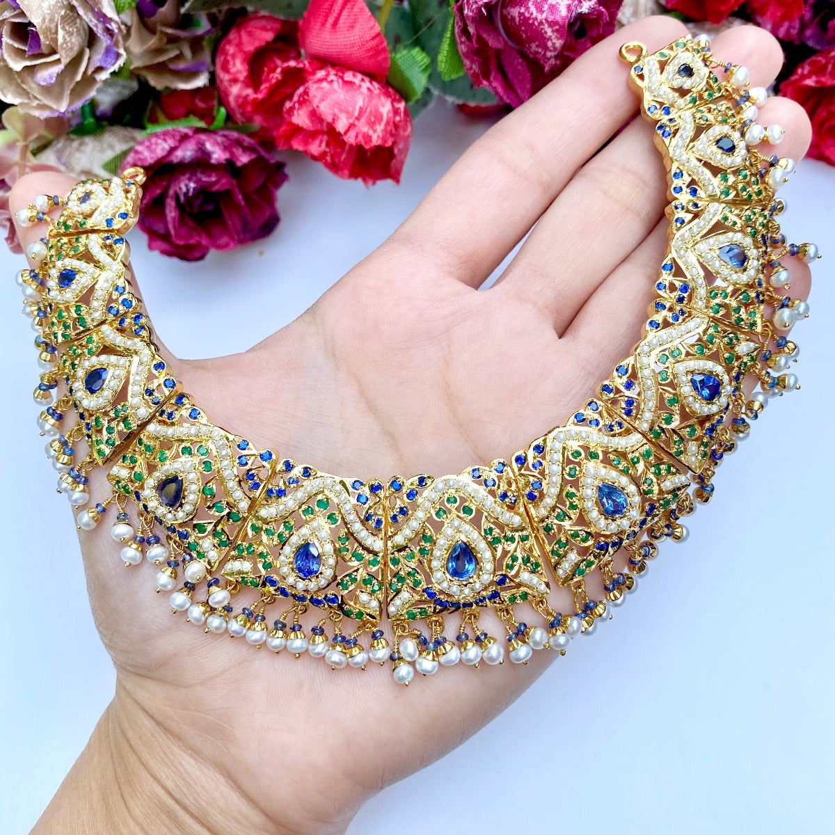 hyderabadi gold plated silver set