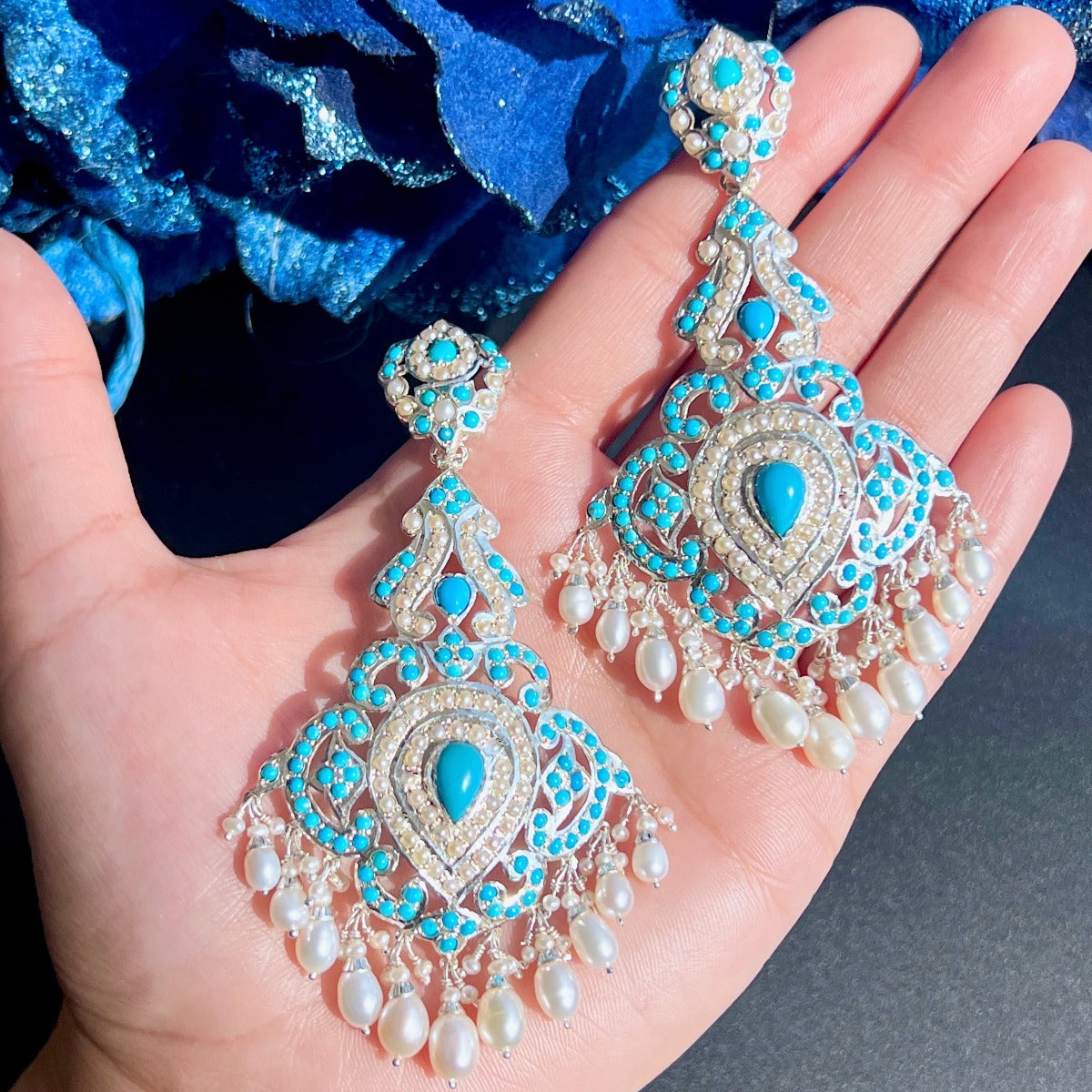 pure silver and turquoise earrings