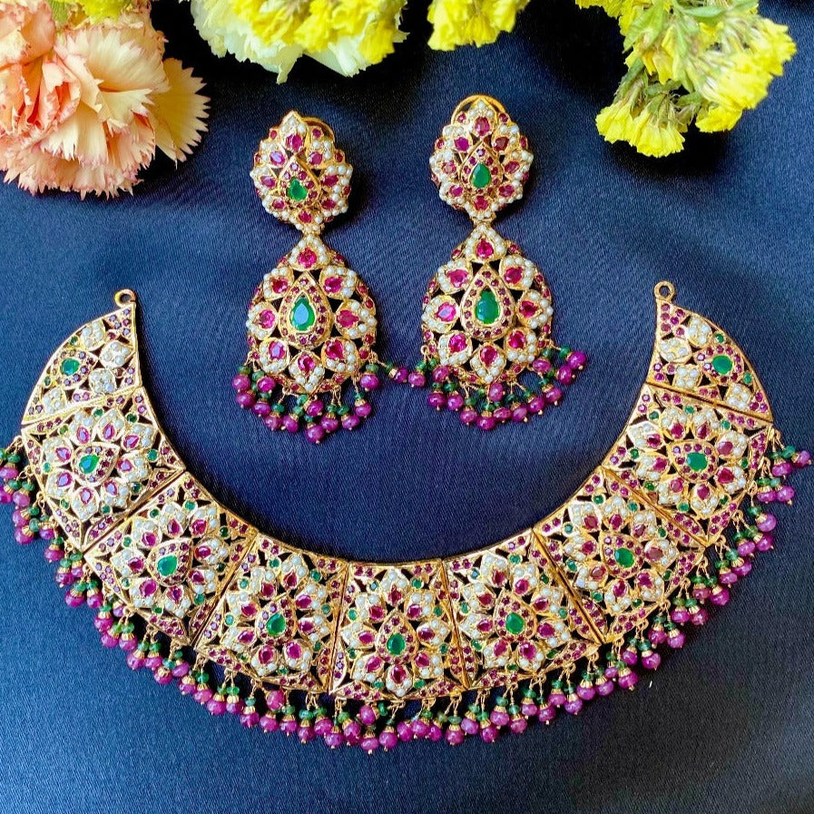 sadikari necklace set ruby emerald