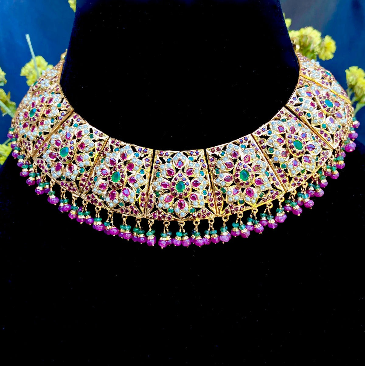 sadikari necklace set ruby emerald