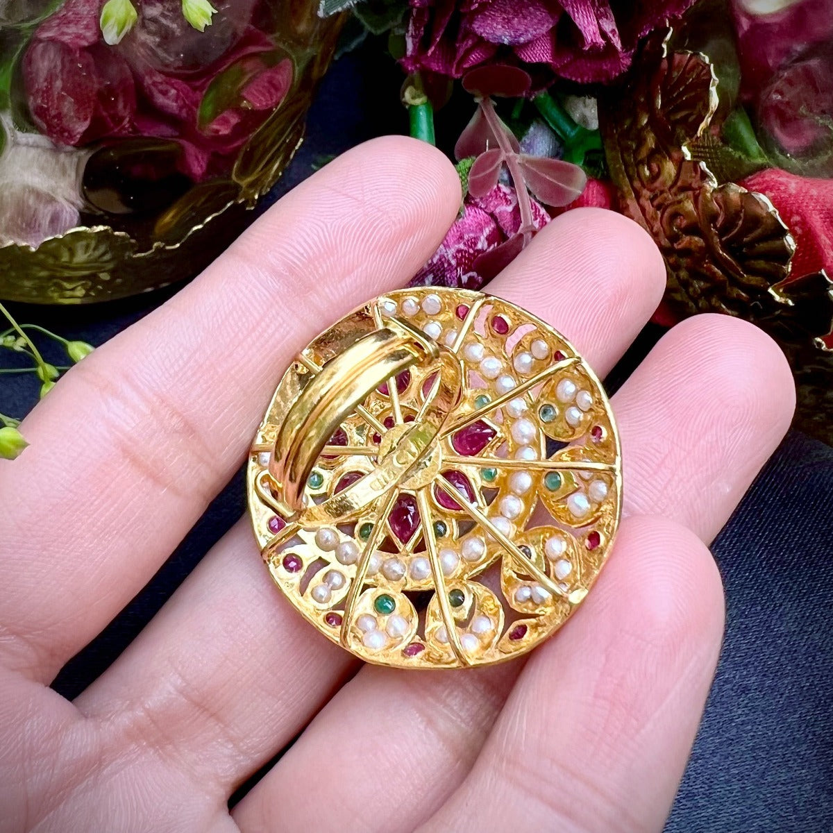 multicolored jadau cocktail ring gold