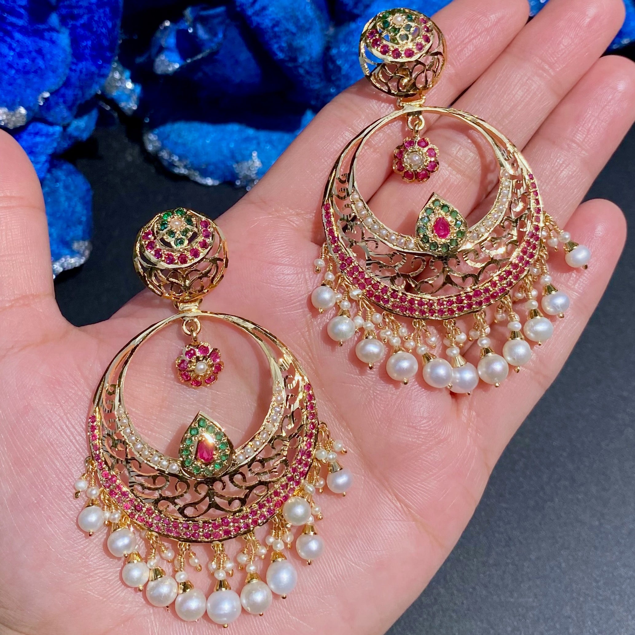 Intricate Chandbali Design | Stone Studded Earrings on 925 Silver | ER 604