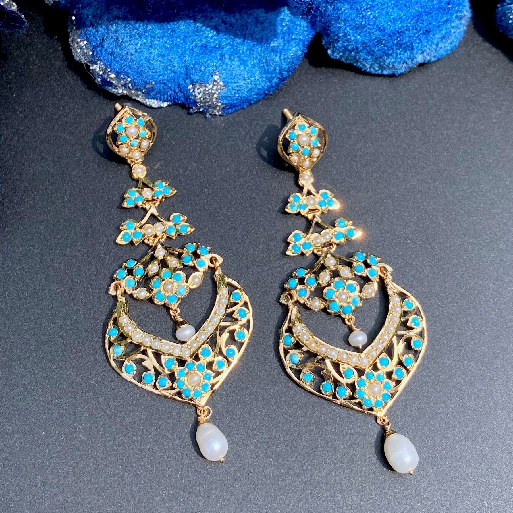 Gorgeous Pheroza Danglers | Gold Plated on Silver Base | ER 605