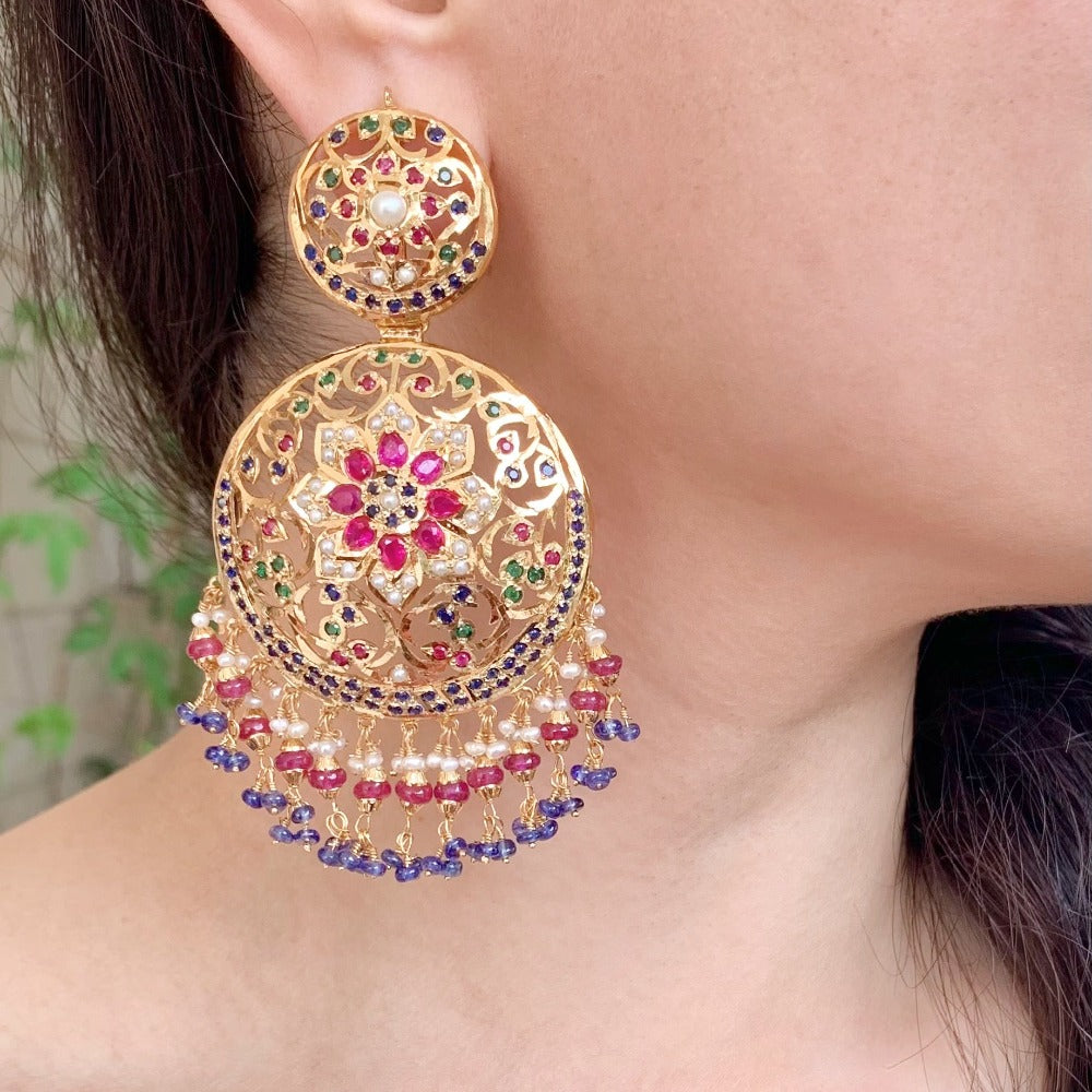 latest design in antique amritsari jadau earrings