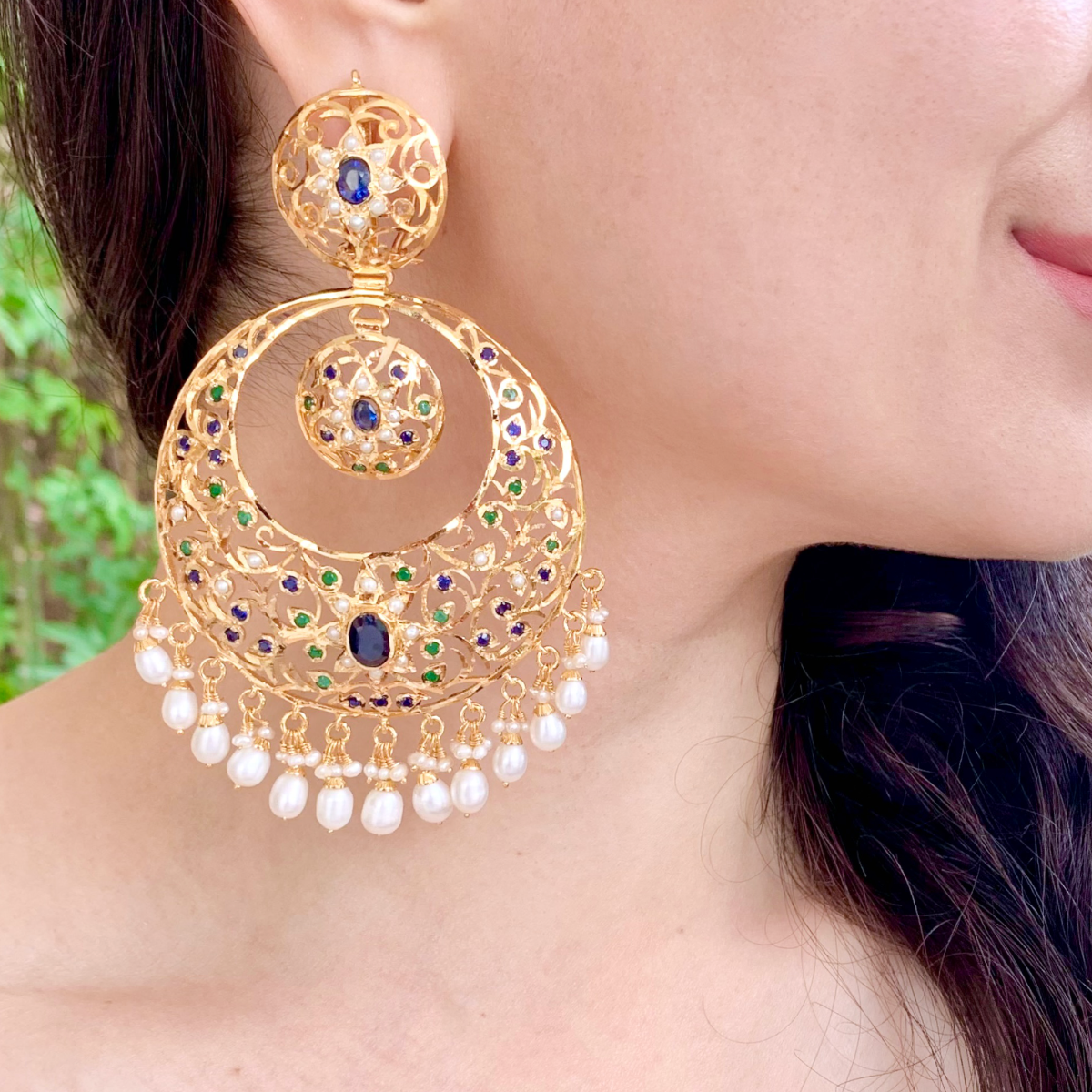 large punjabi chandbali earrings