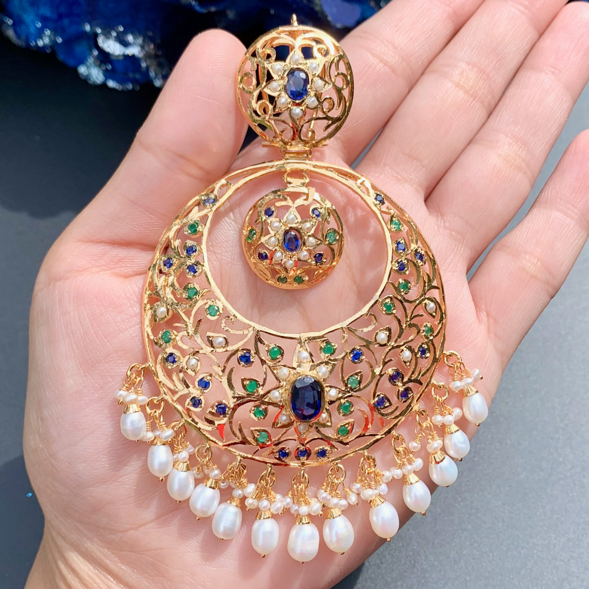large punjabi chandbali earrings