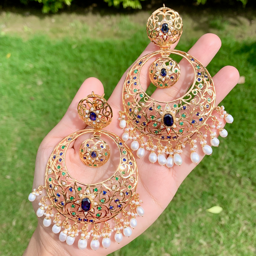 large punjabi chandbali earrings