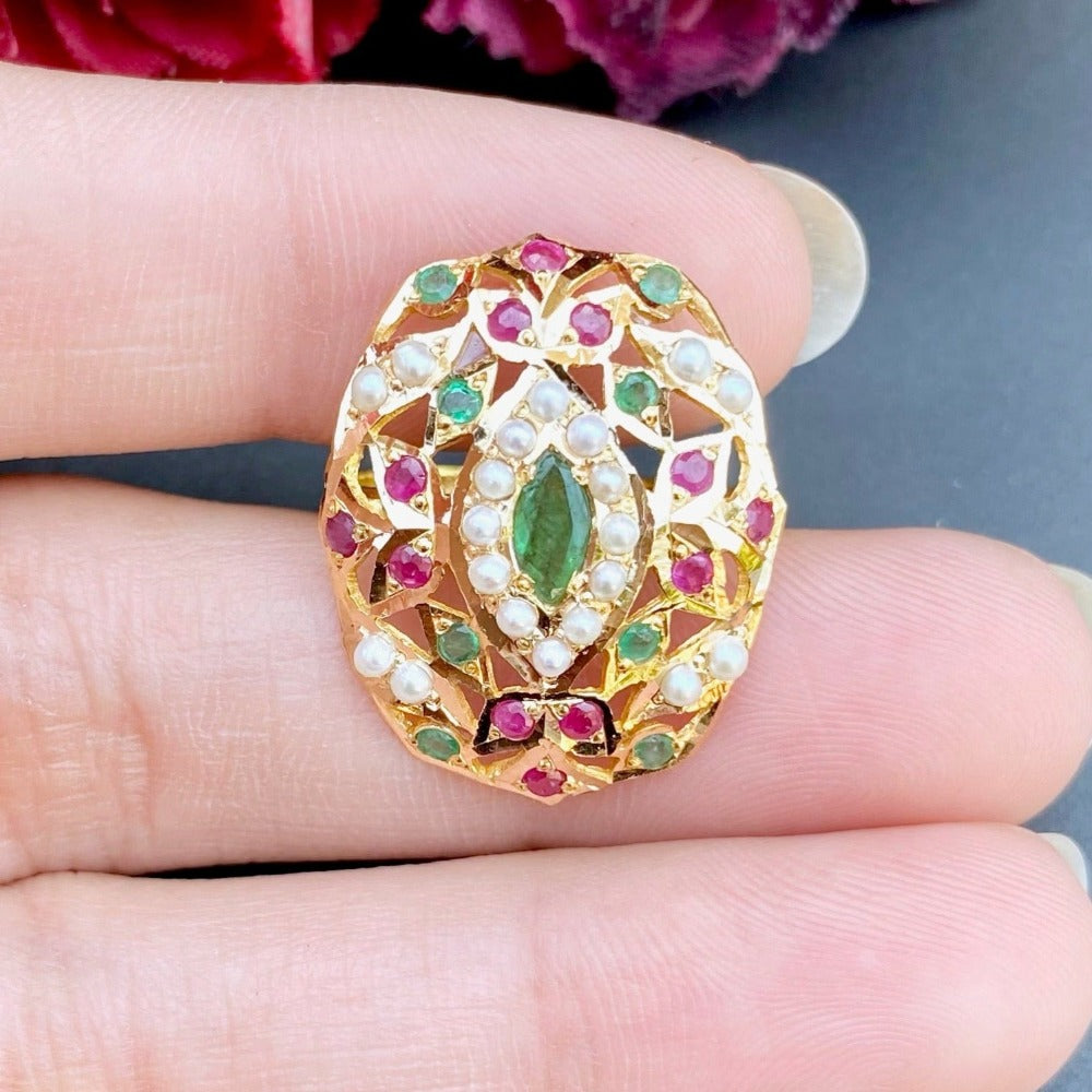 precious stones indian ring gold
