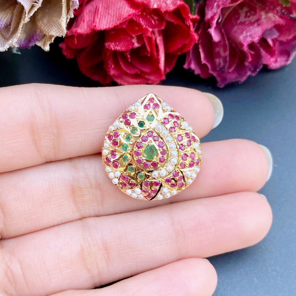punjabi ruby emerald gold ring