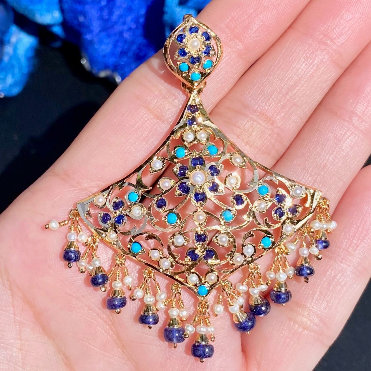 Indo Western Design Pendant Set | Premium Gold Plated Indian Silver Jewelry Online PS 131