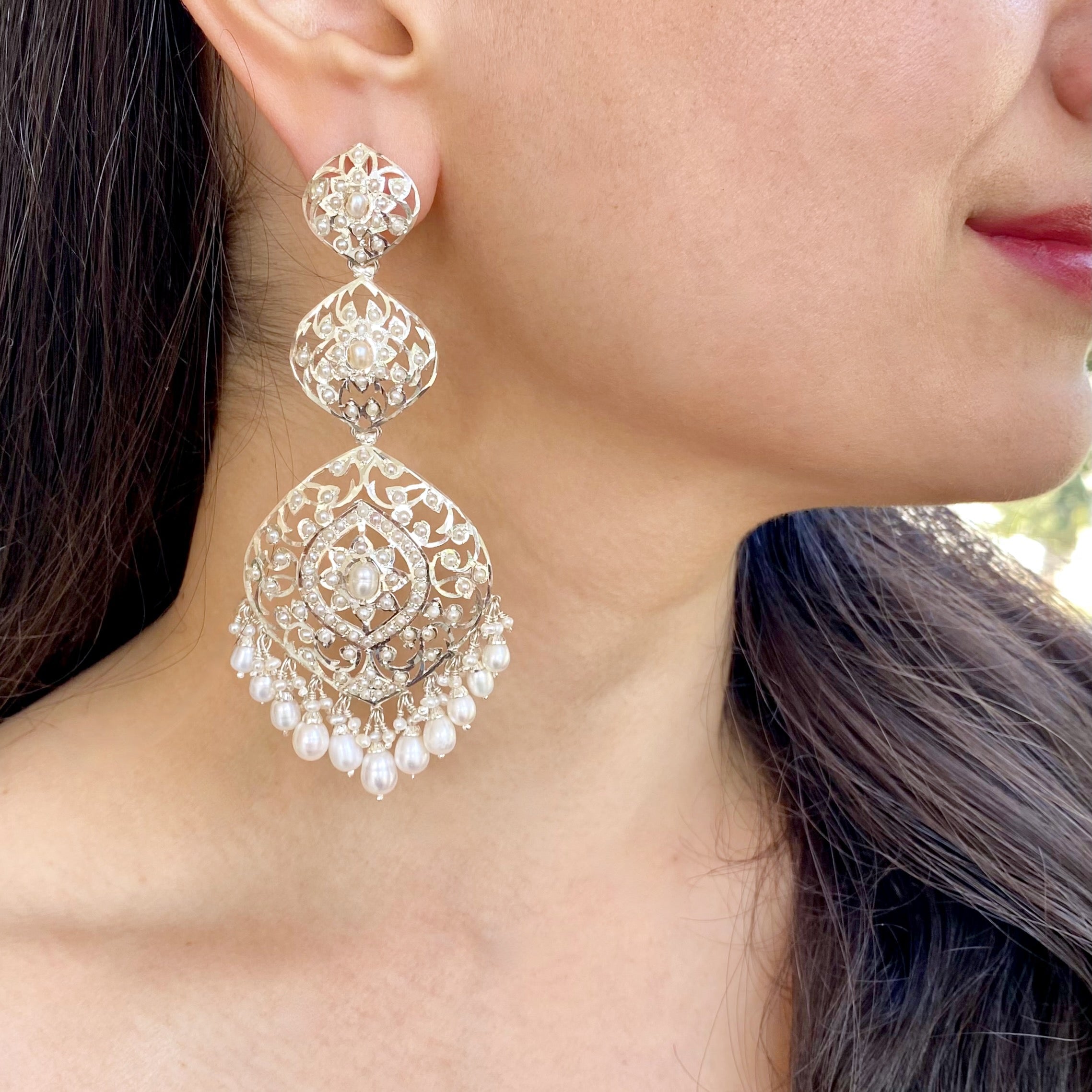 antique long sterling silver earrings