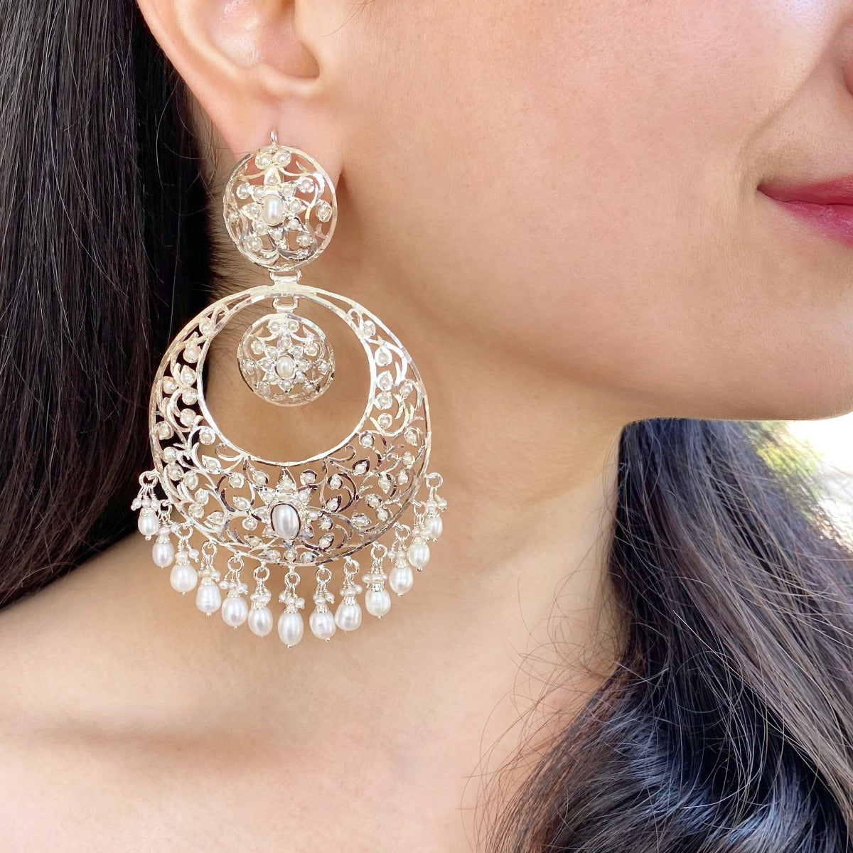 Indian Silver Earrings with Edwardian Victorian Flavor