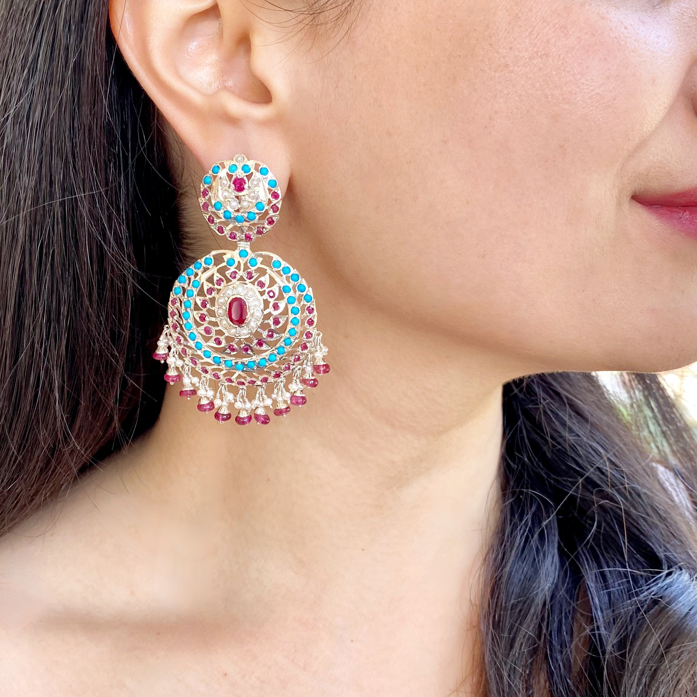 pure sterling silver and stone earrings