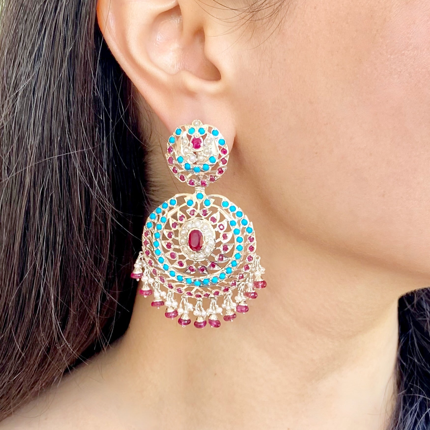 pure sterling silver and stone earrings