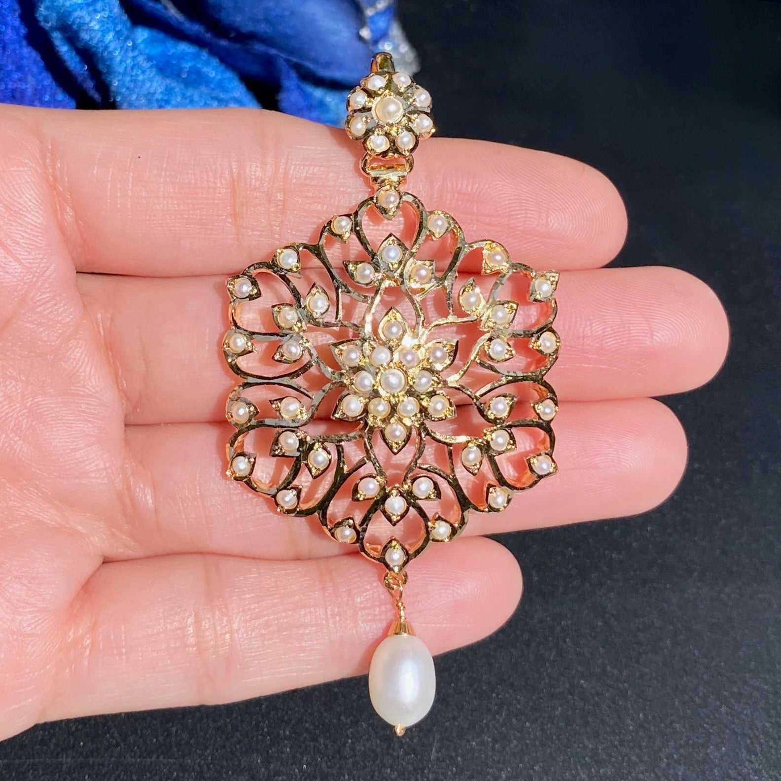 Exclusive Pearl Locket & Earrings Set | Gold Plated on Silver PS 129A