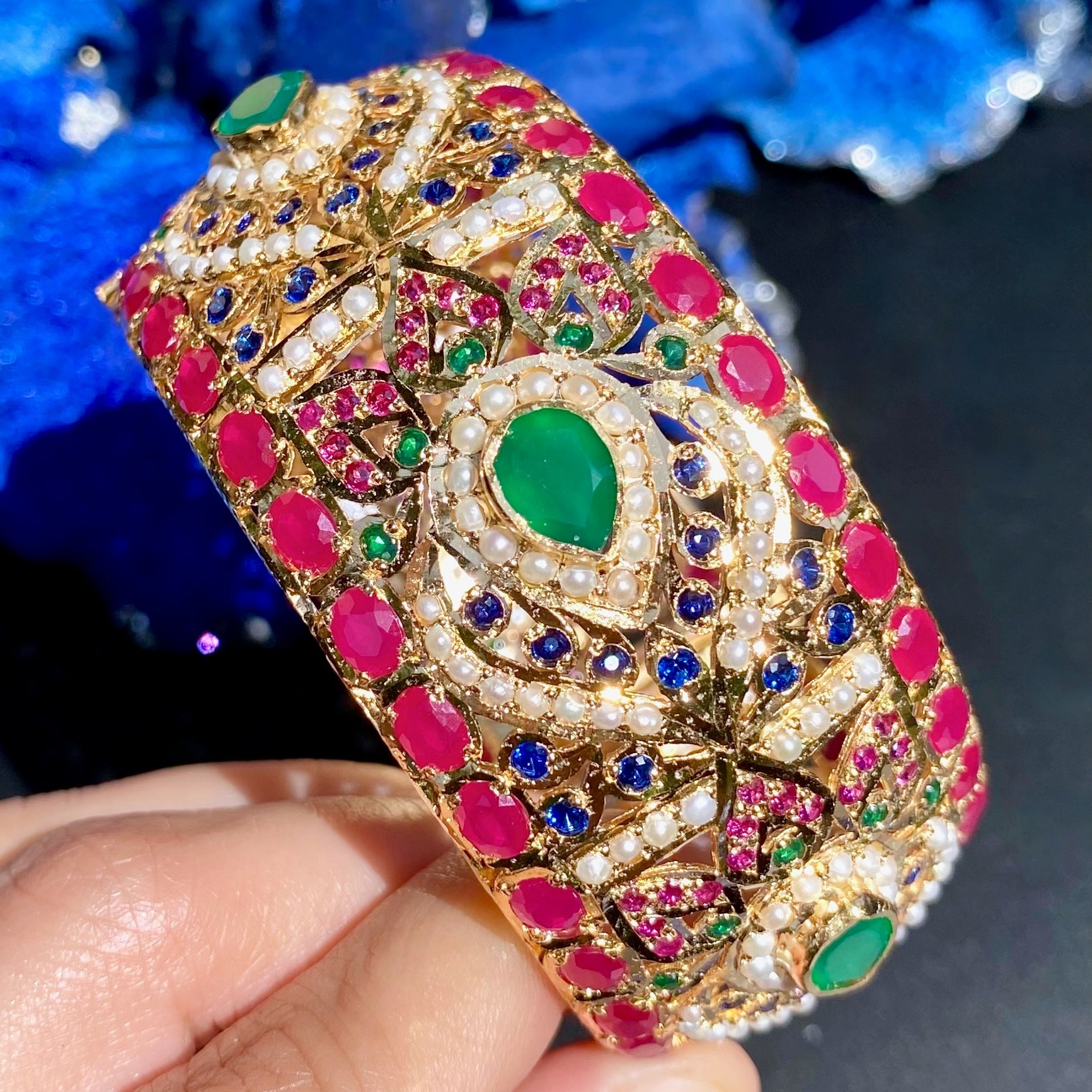 Exquisite Jadau Kada Bangles | Gold Plated on Silver BG 133