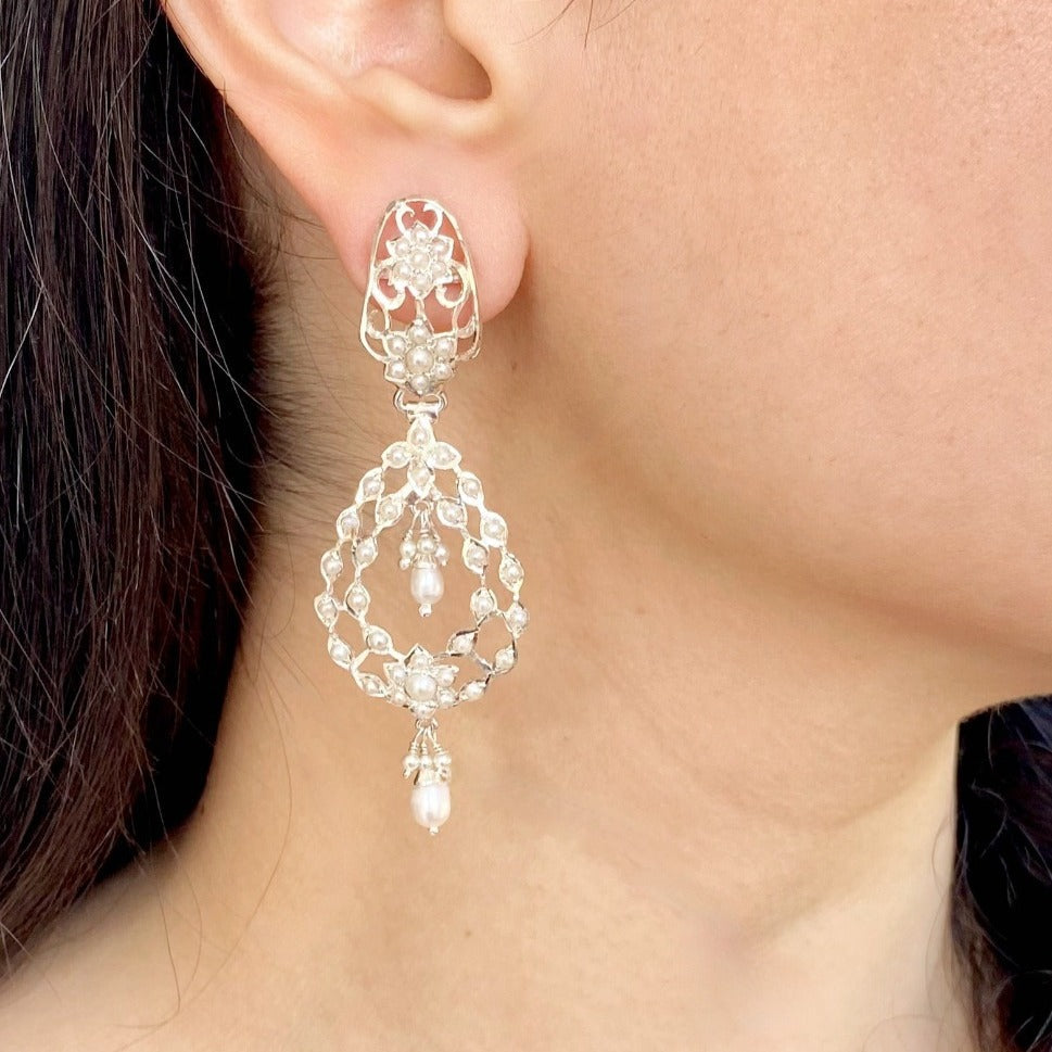 pure silver earrings with real pearls