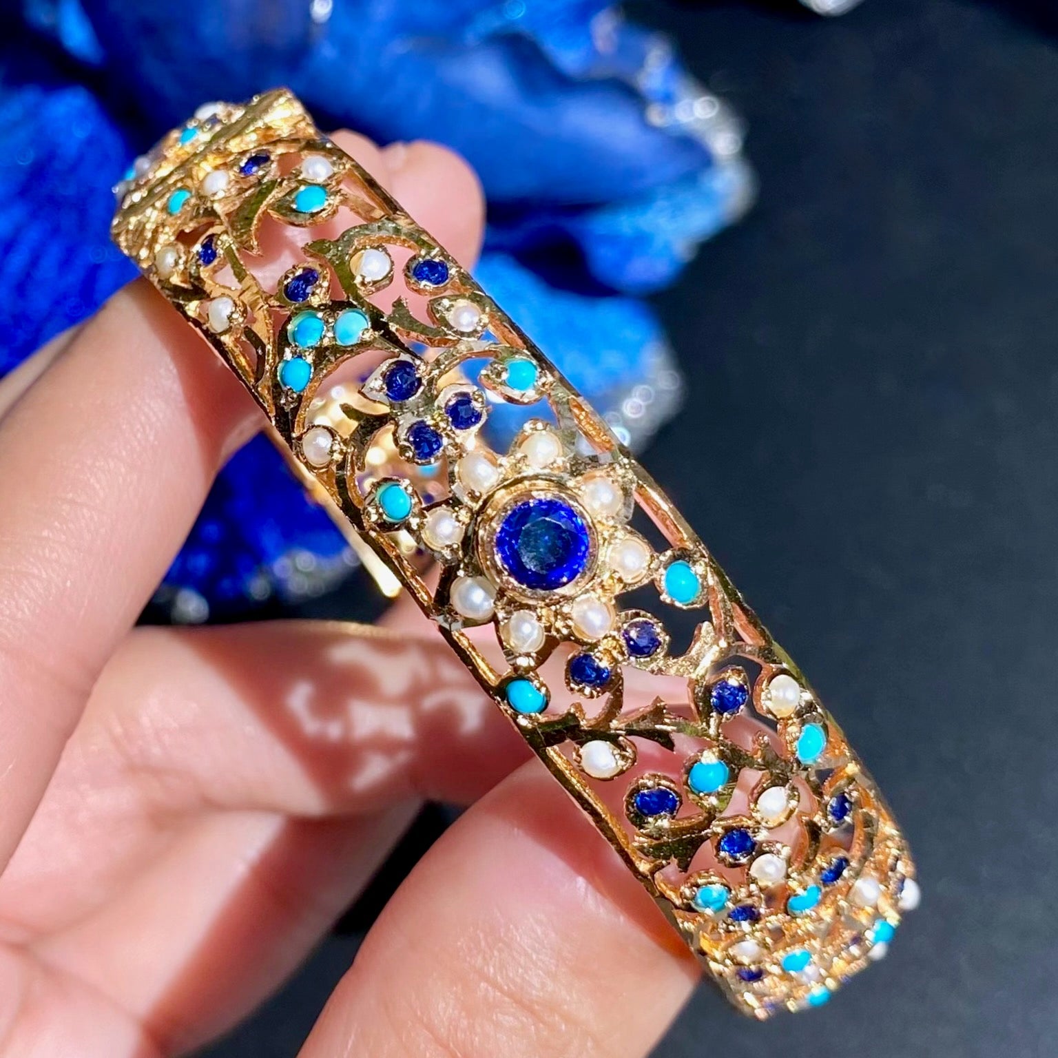 Traditional Indian Jadau Bangle for Women | Gold Plated on Silver Base BG 134