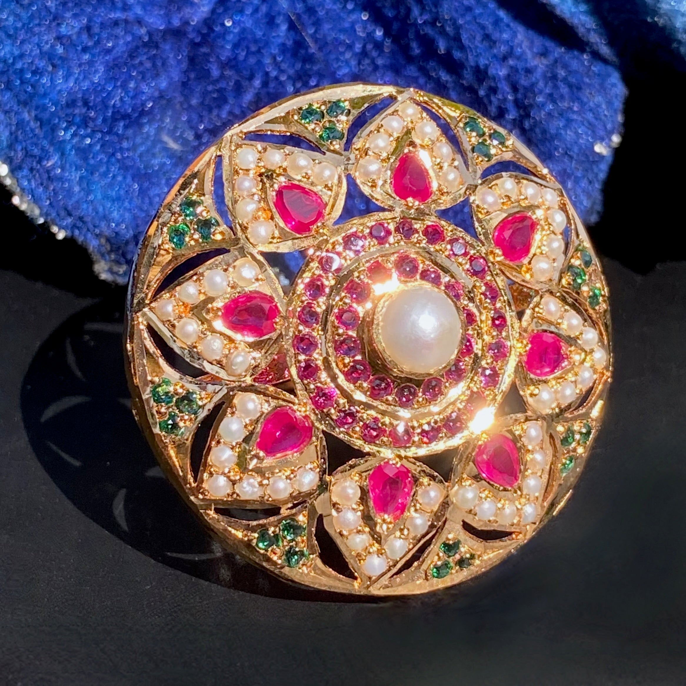 Premium Jadau Cocktail Ring | Gold Plated on Silver LR 103