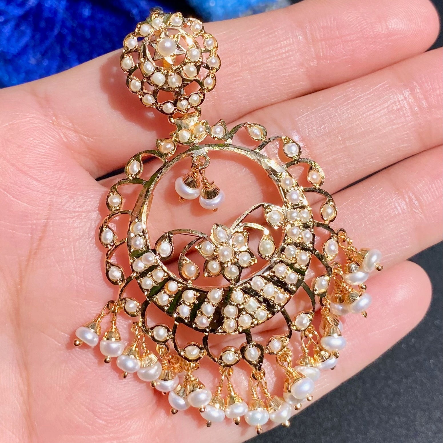 Exquisite Pearl Locket & Earrings Set | Gold Plated on Silver PS 130