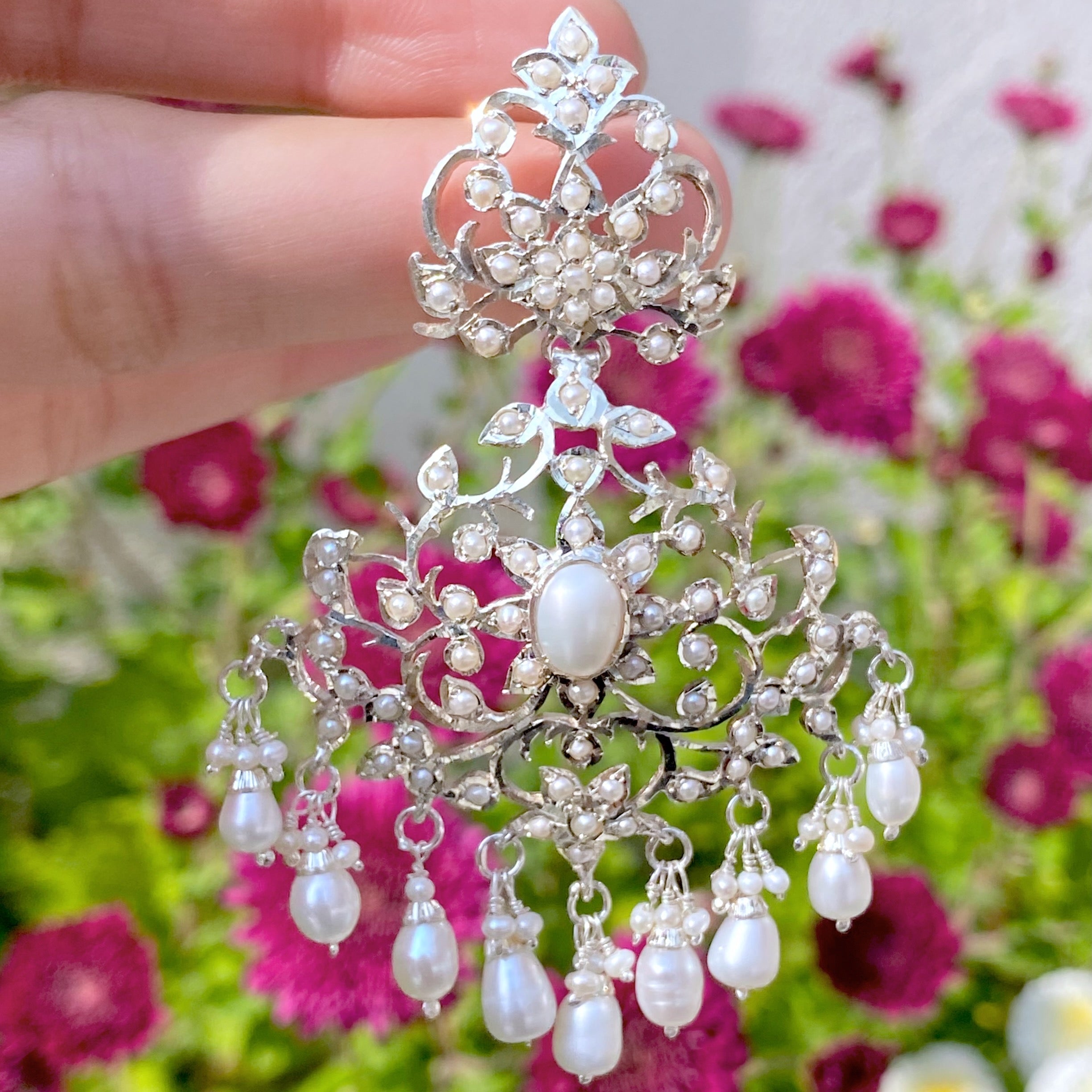 silver pearl earrings edwardian