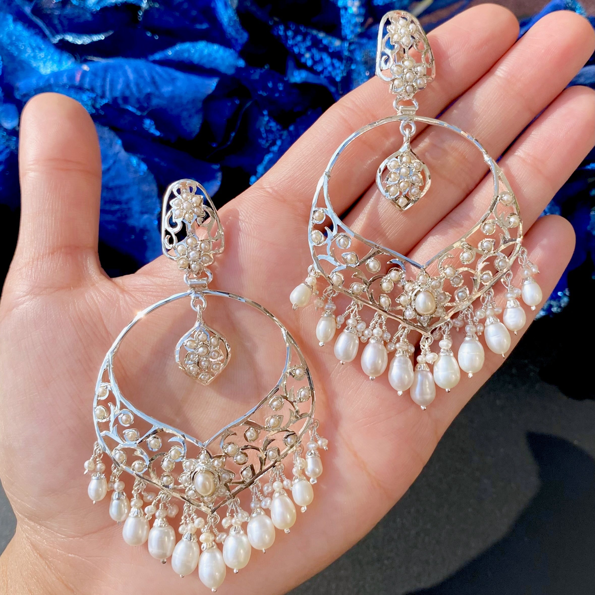 Vintage Edwardian Style Jewelry | Seed Pearl Earrings on Silver
