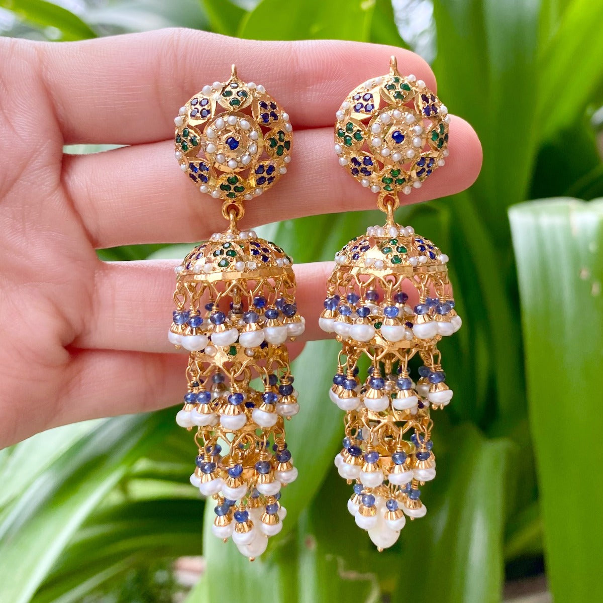 heavy jhumka earrings gold plated silver