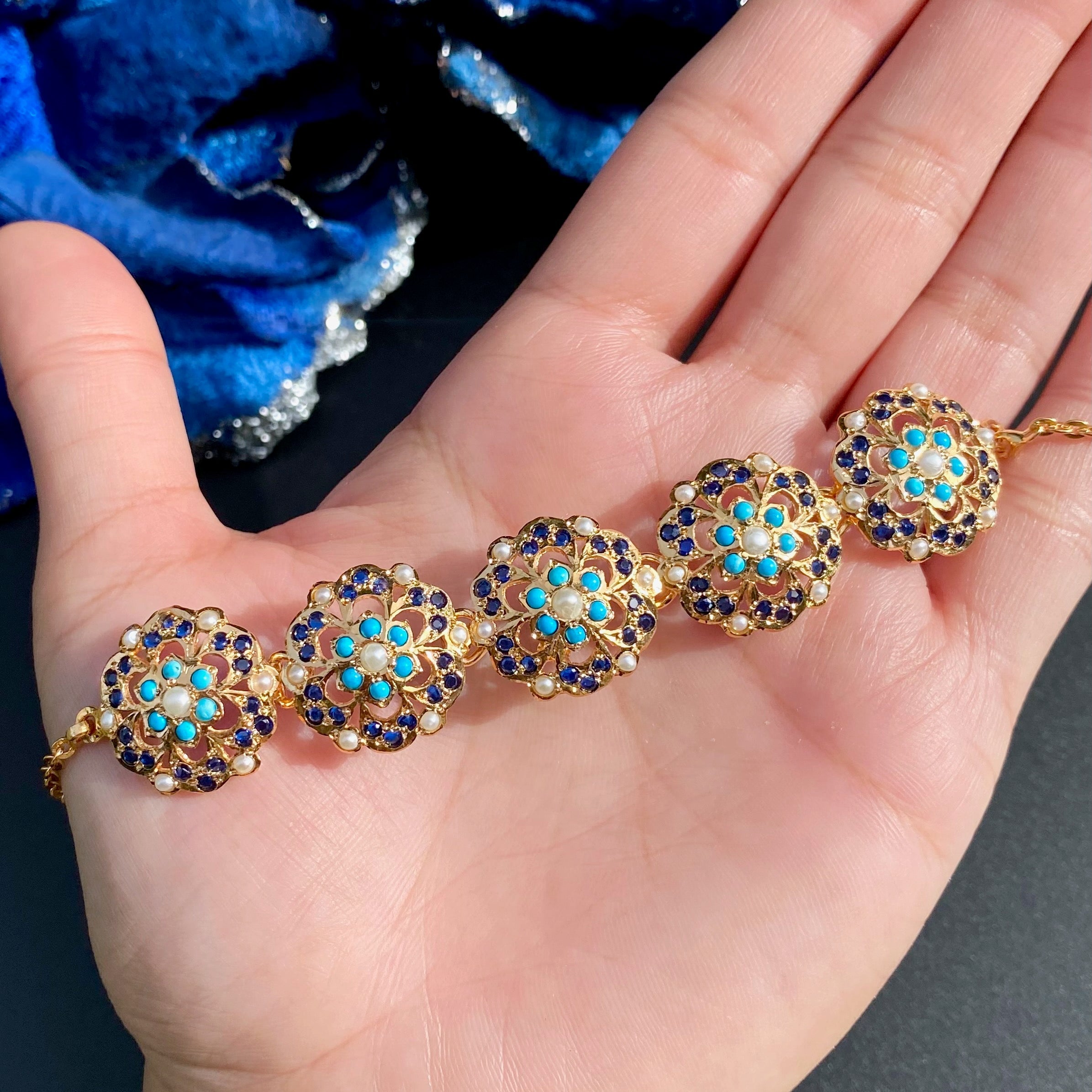 Unique Jadau Bracelet | Simple and Dainty Design | Gold Plated on Silver BG 147