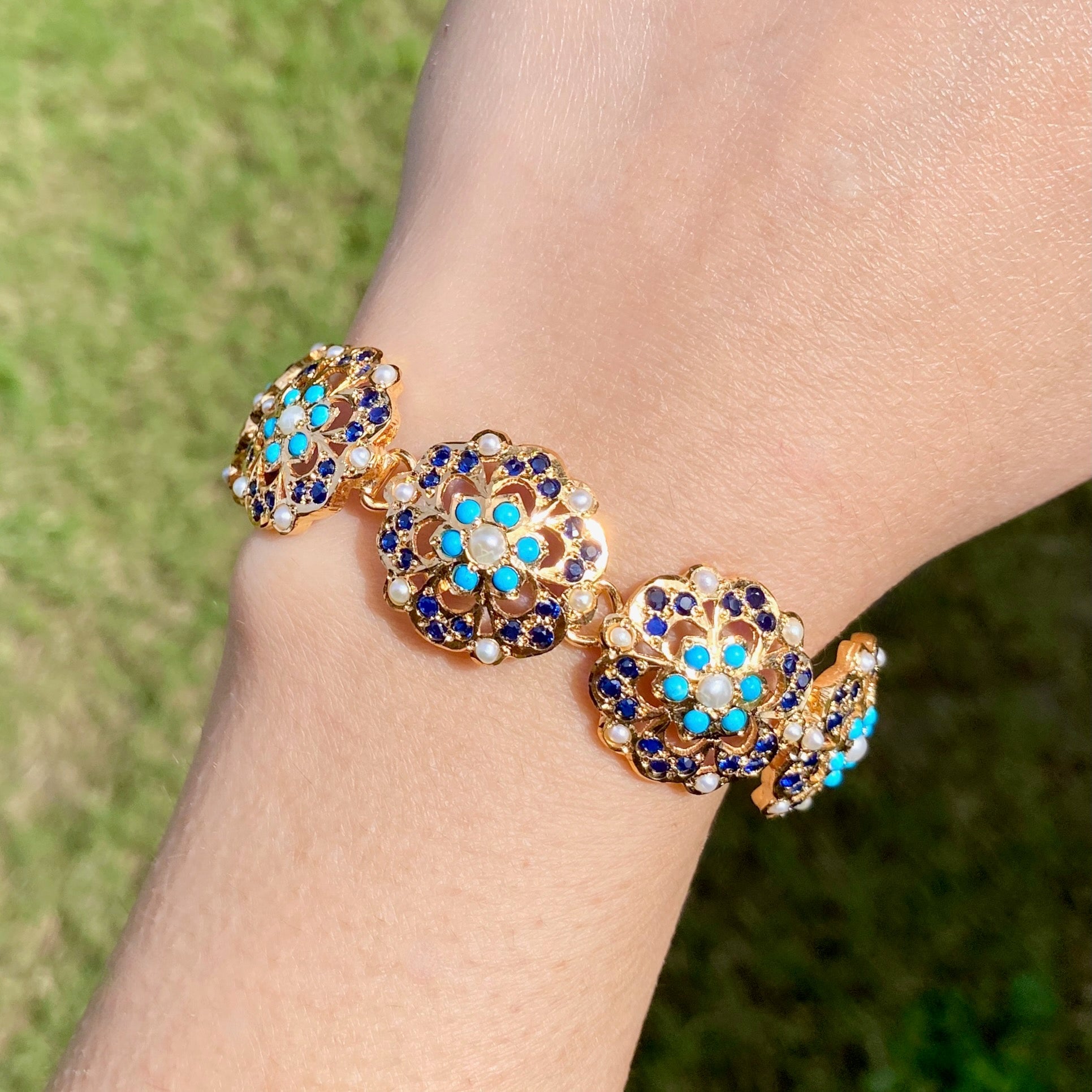 Unique Jadau Bracelet | Simple and Dainty Design | Gold Plated on Silver BG 147