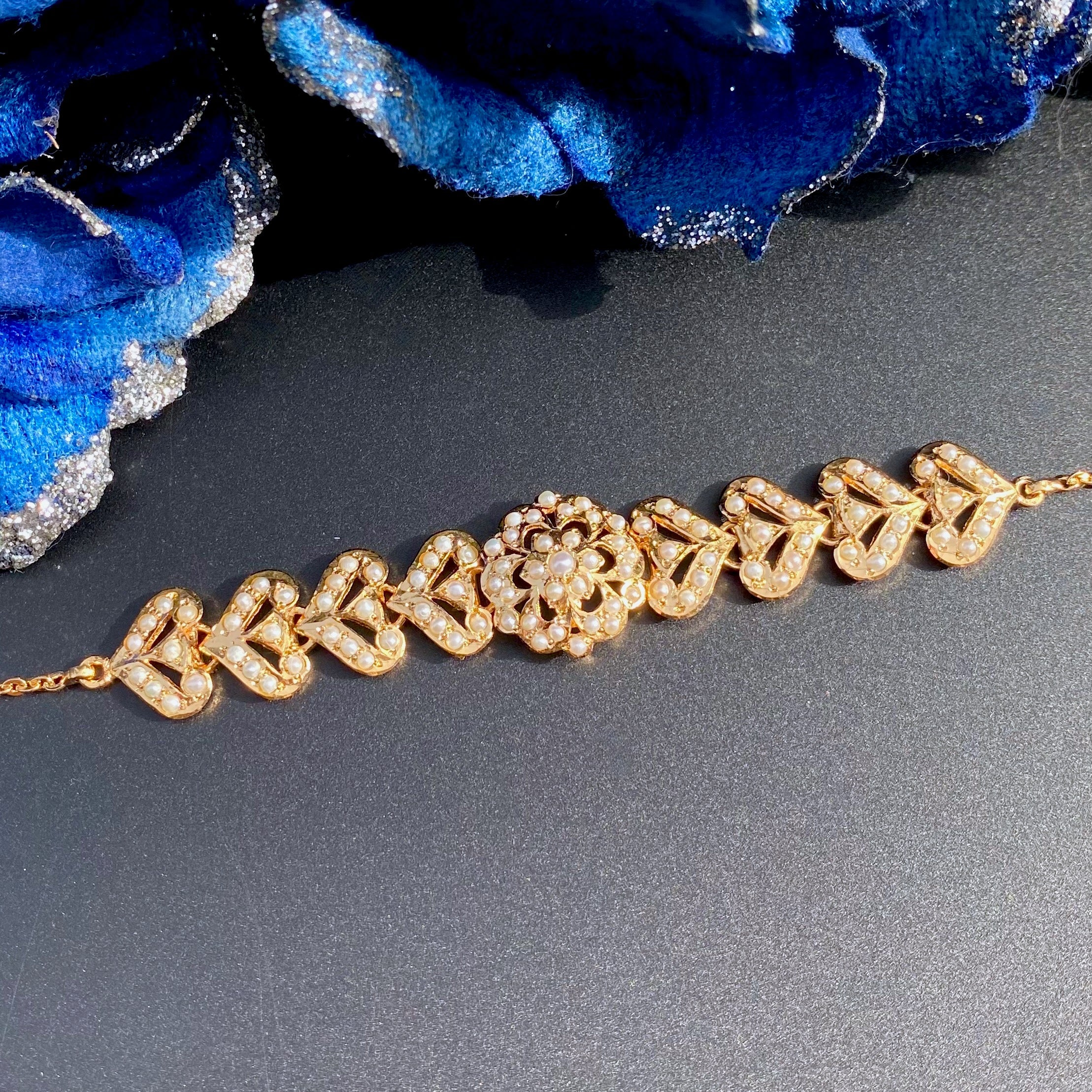 Women's Bracelet | Gold Plated Silver | Freshwater Pearls Studded BG 146