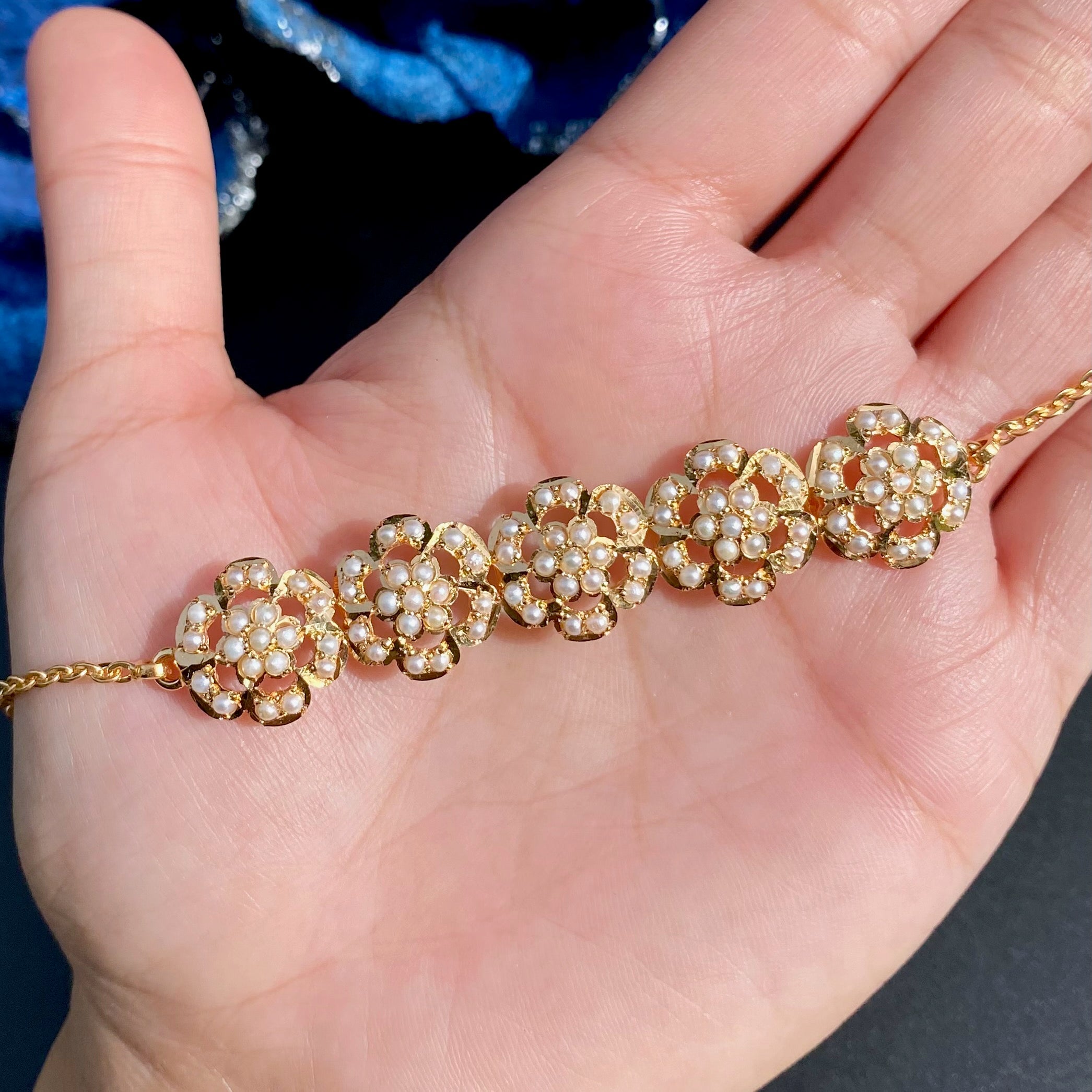 Women'sPearl Bracelet | Gold Plated Silver | Authentic Freshwater Pearls Studded BG 151