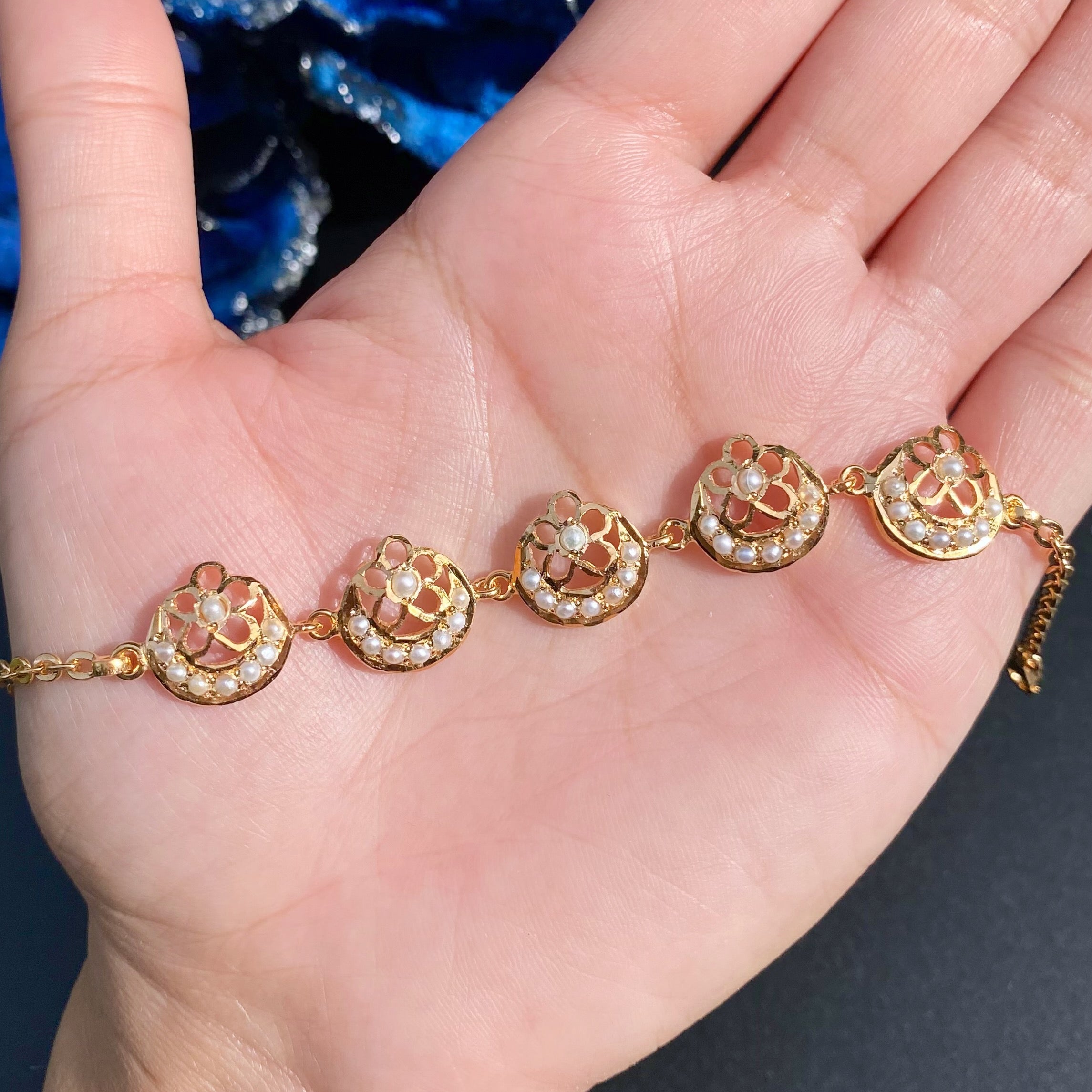 Dainty Pearl Bracelet | Gold Plated on Silver Base BG 154