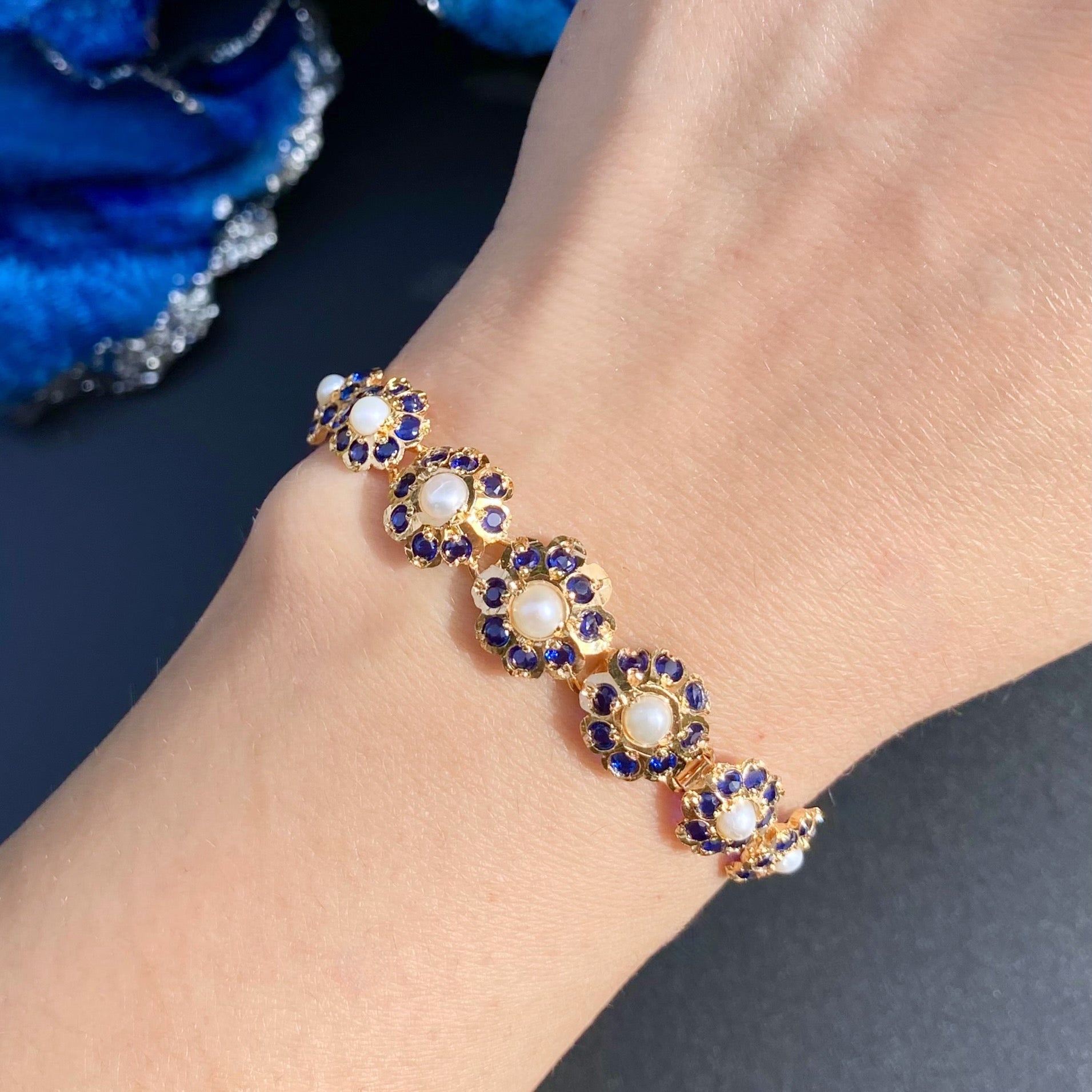 Floral Jadau Bracelet | Dainty Simplistic Design | Gold Plated on Silver Base BG 153