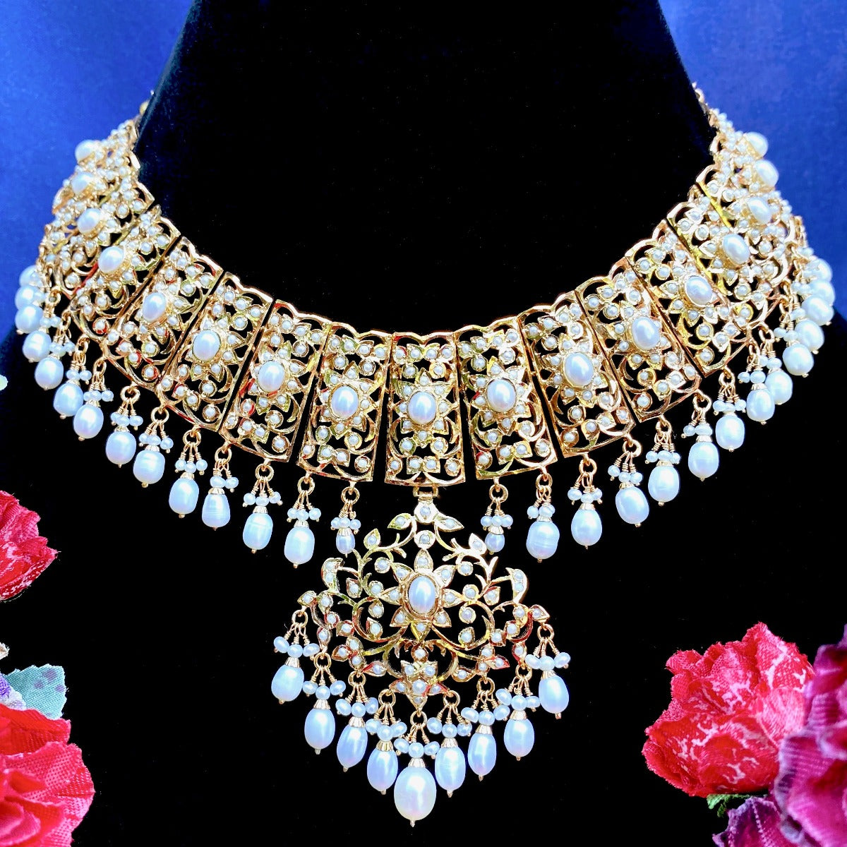bridal pakistani pearl necklace set