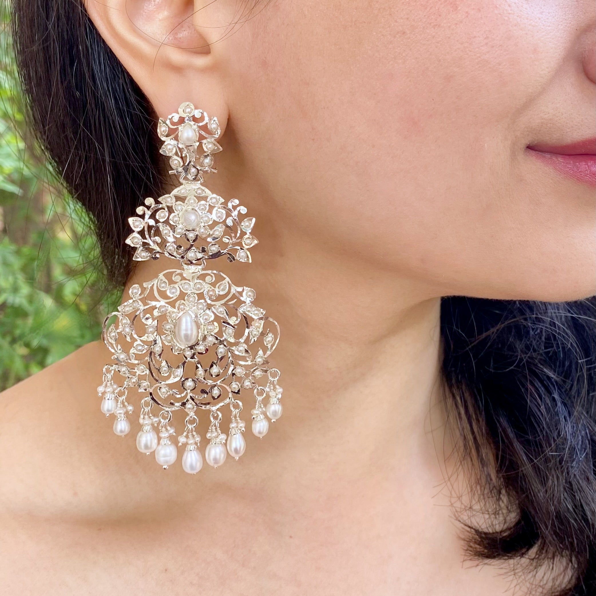 long indian danglers on sterling silver