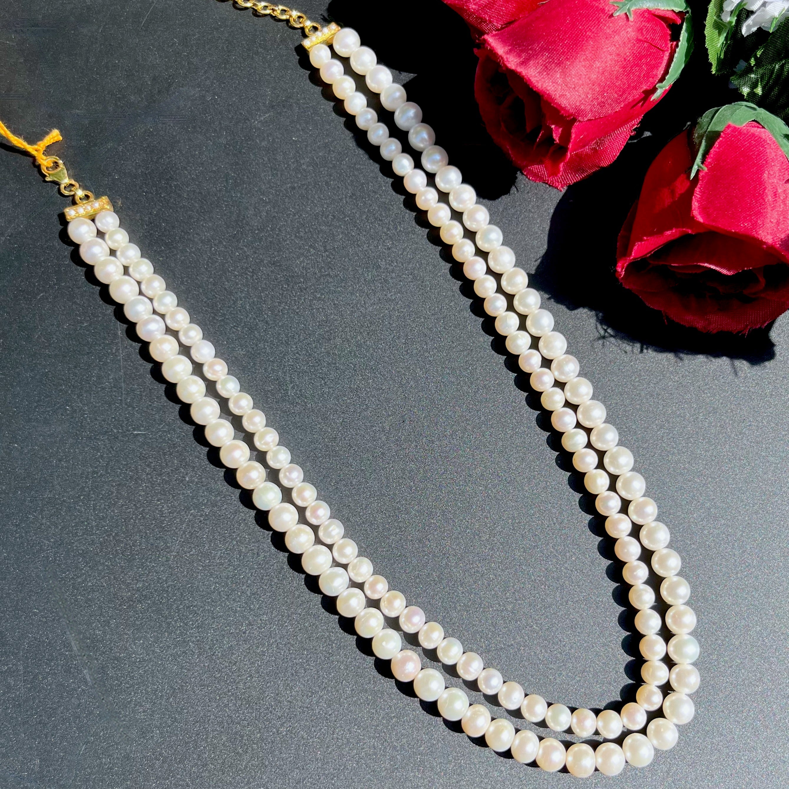 2 line pearl string necklace pn 01