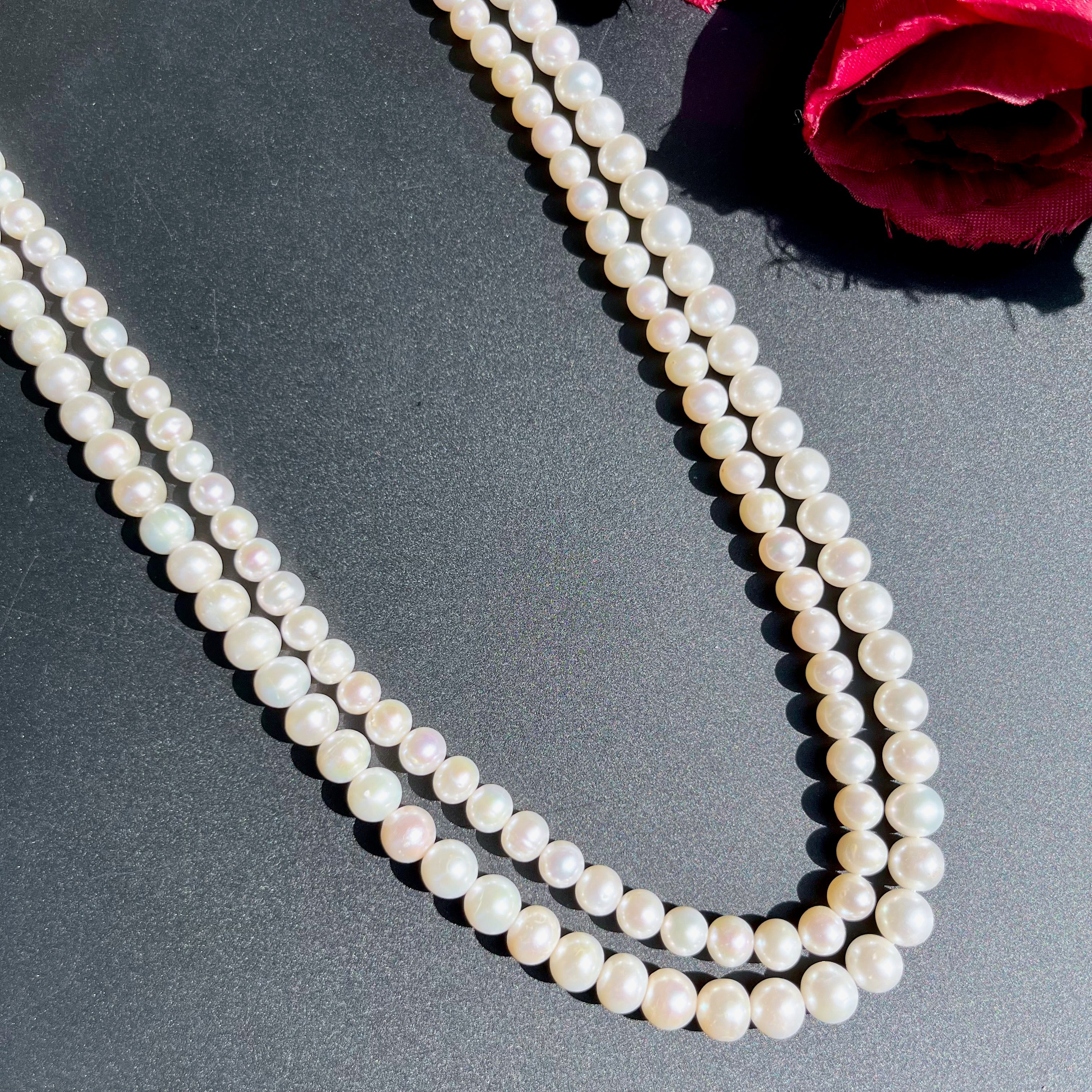 2 line pearl string necklace pn 01