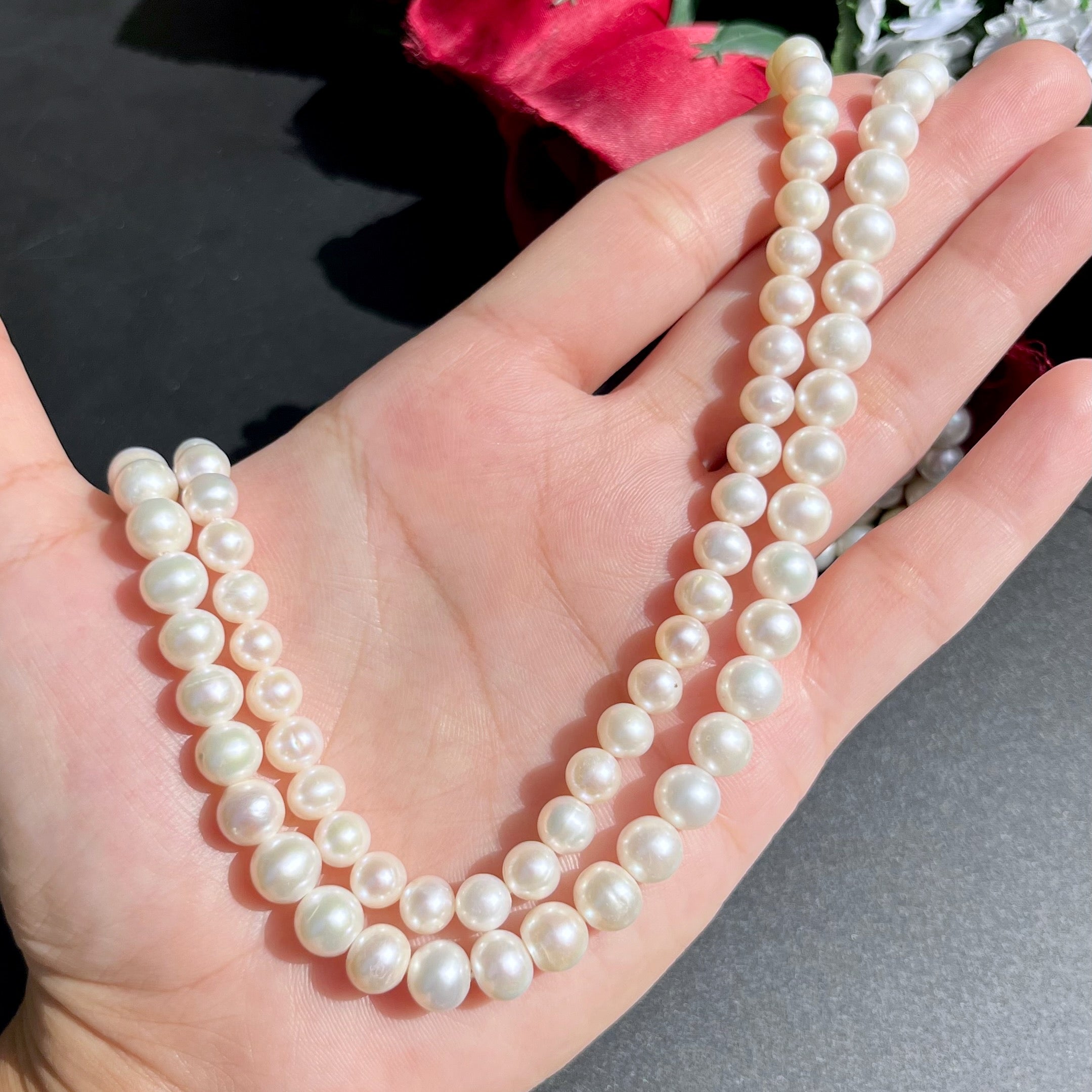2 line pearl string necklace pn 01