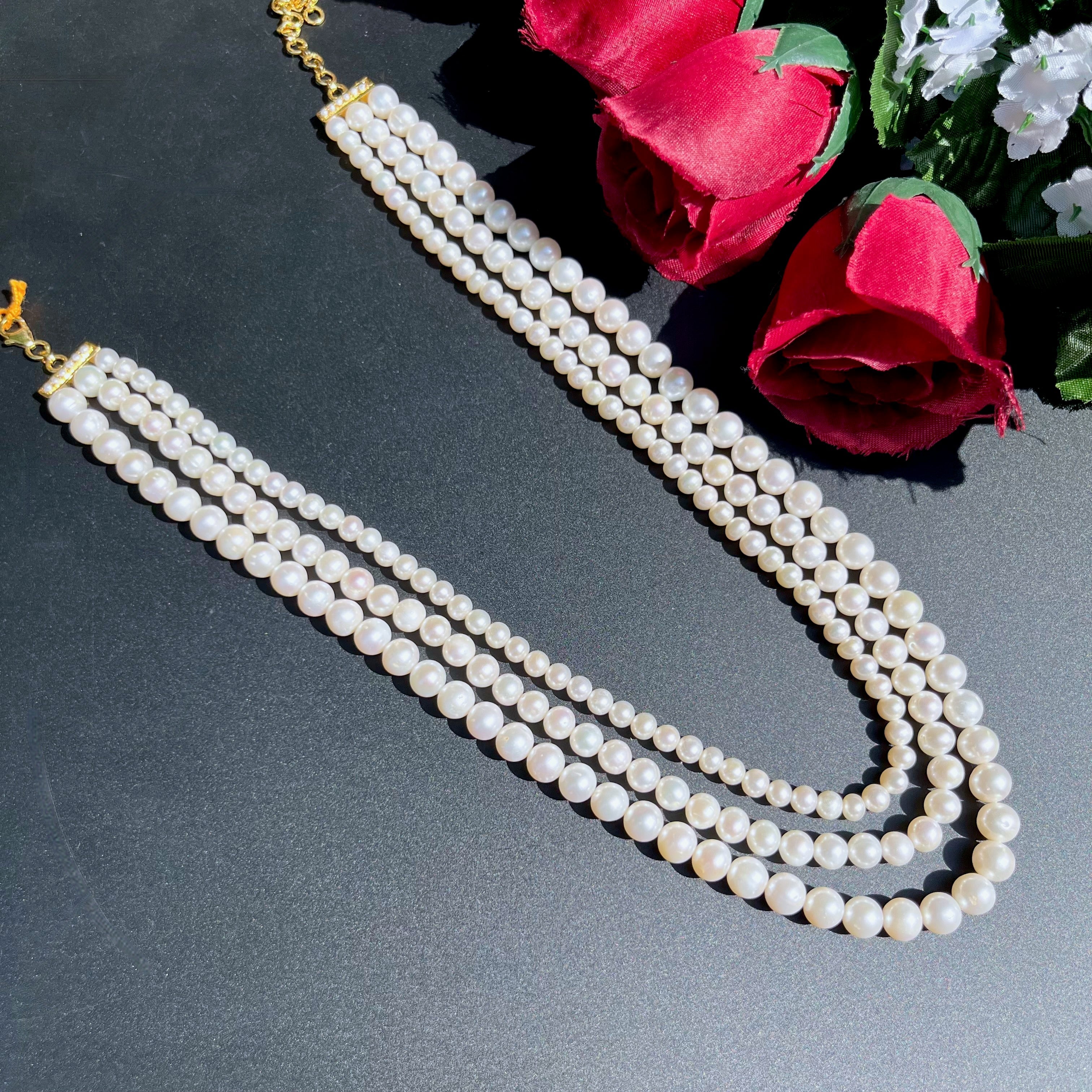 3 line pearl sring necklace pn 02