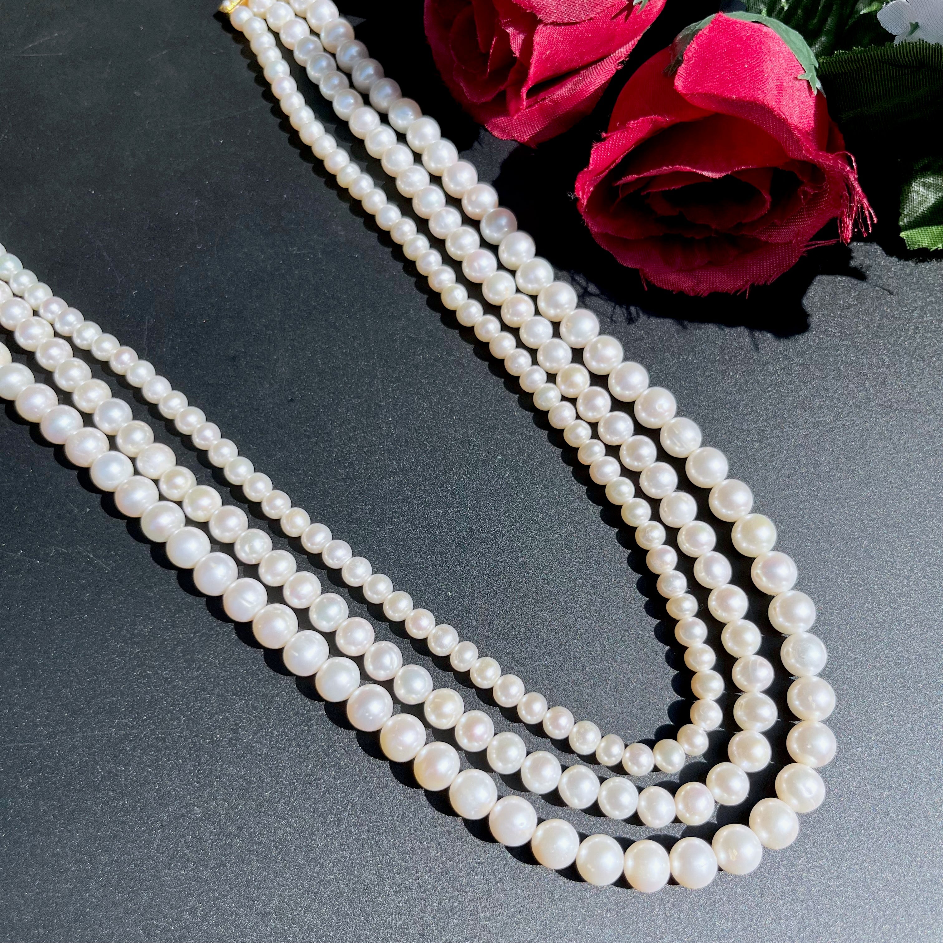 3 line pearl sring necklace pn 02