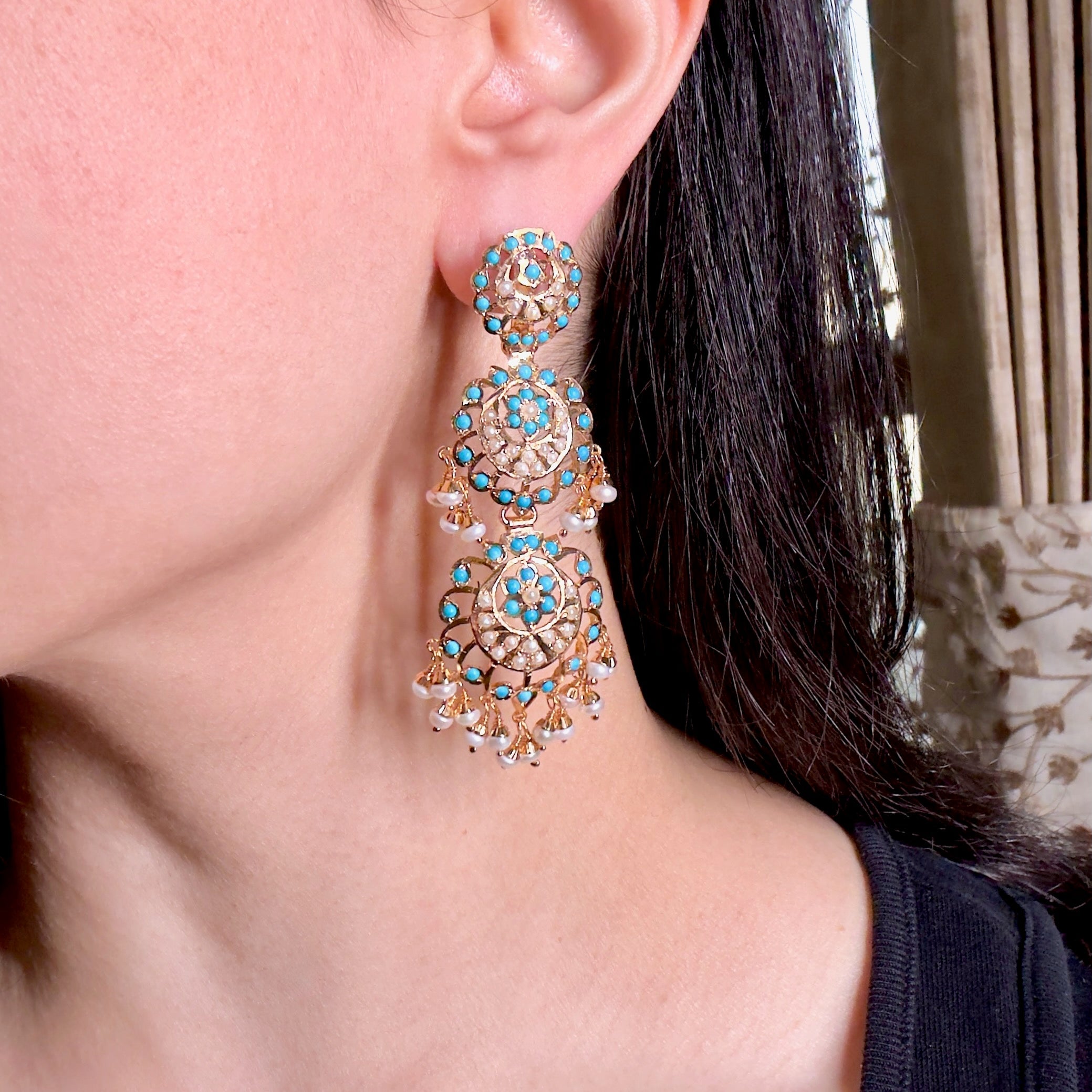 long earrings turquoise