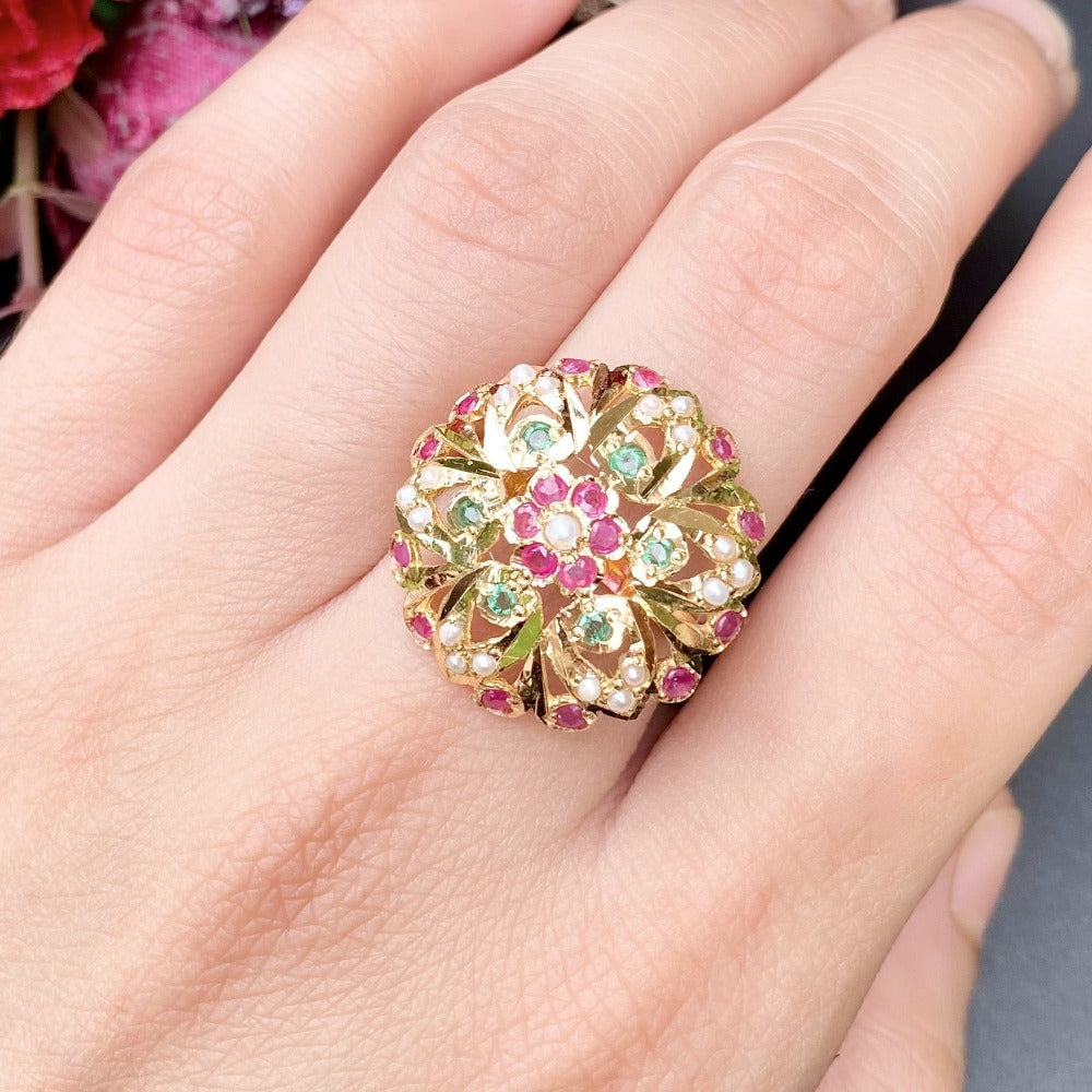 indian gold cocktail ring new york