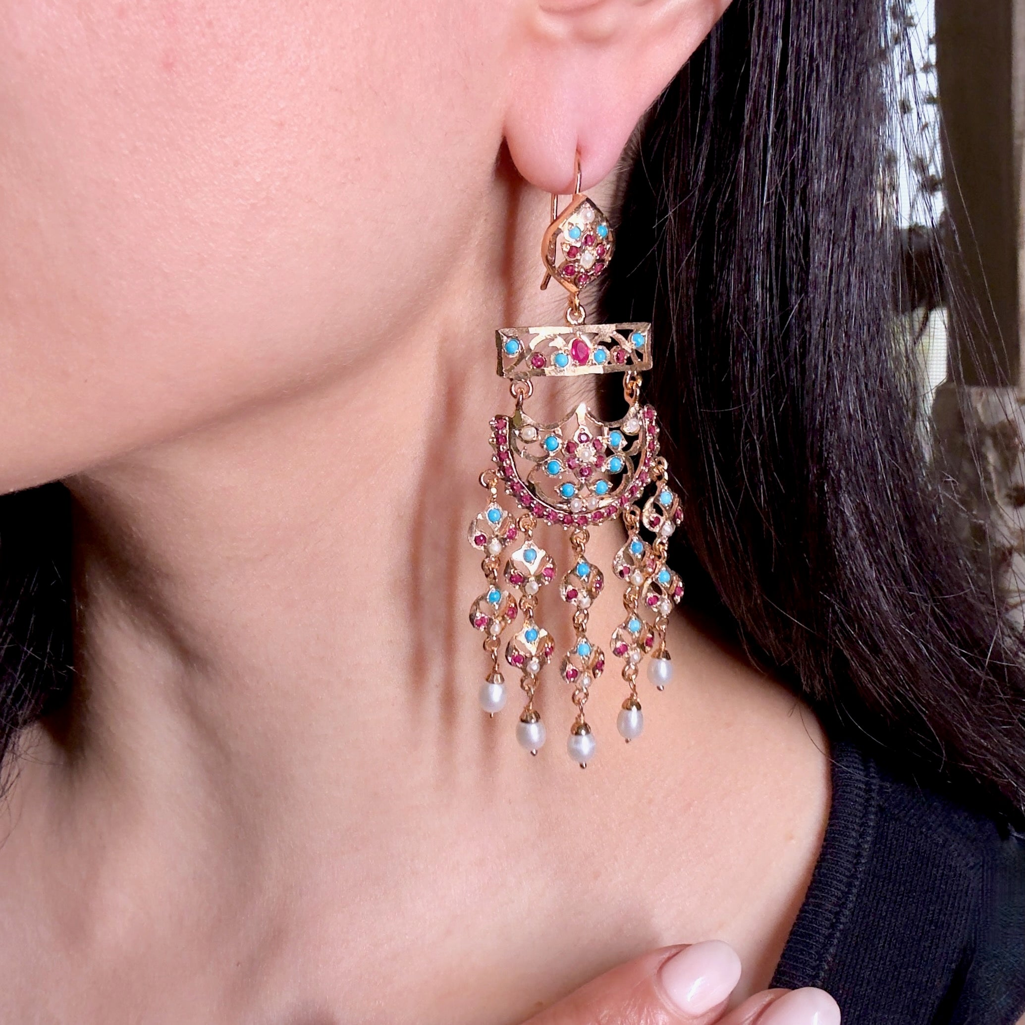dubai style gold plated earrings
