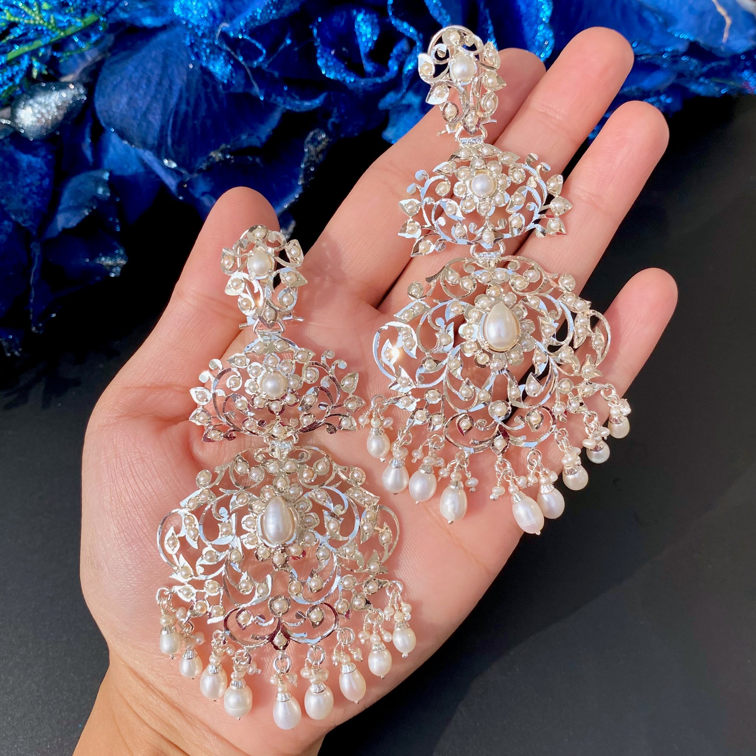 long indian danglers on sterling silver