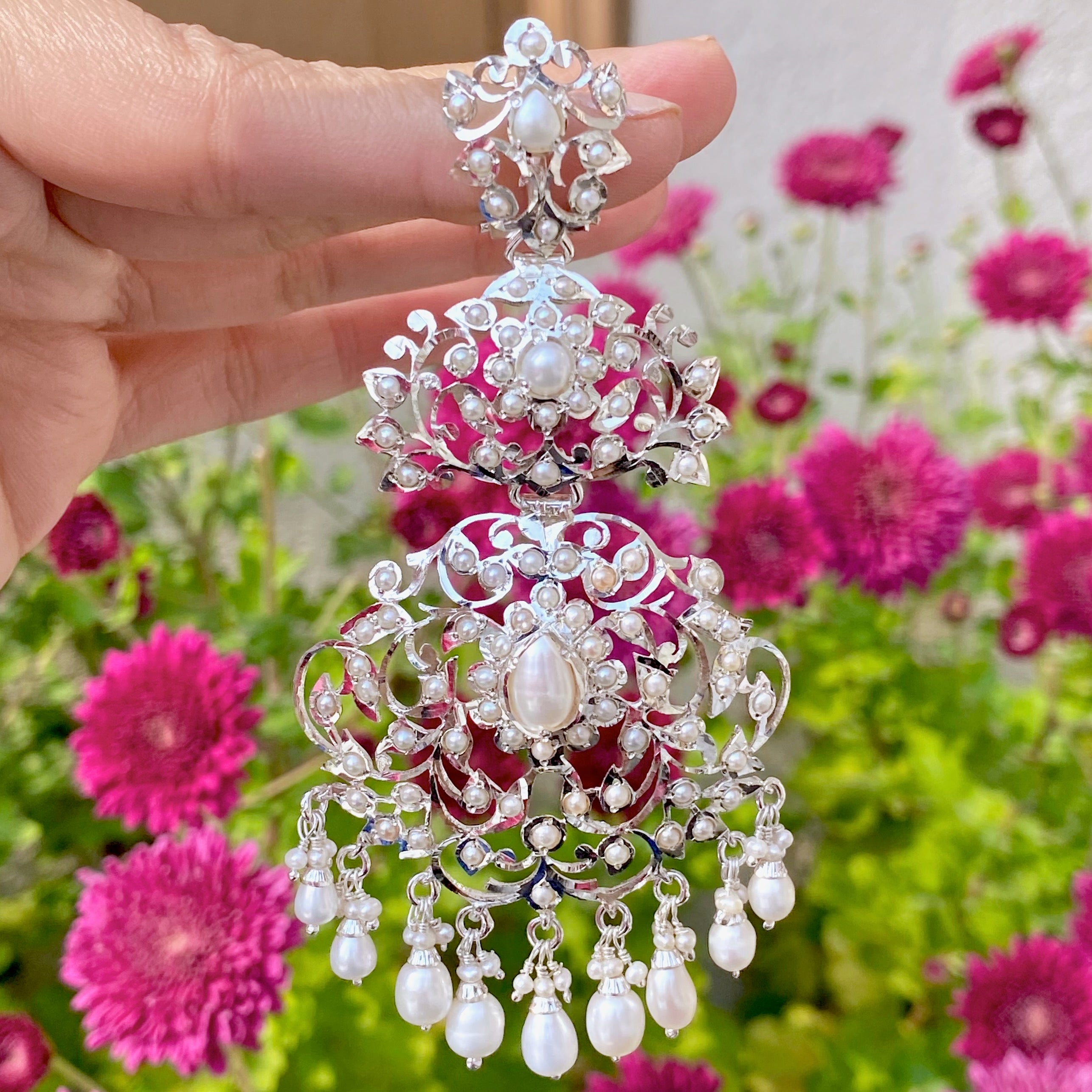 long indian danglers on sterling silver